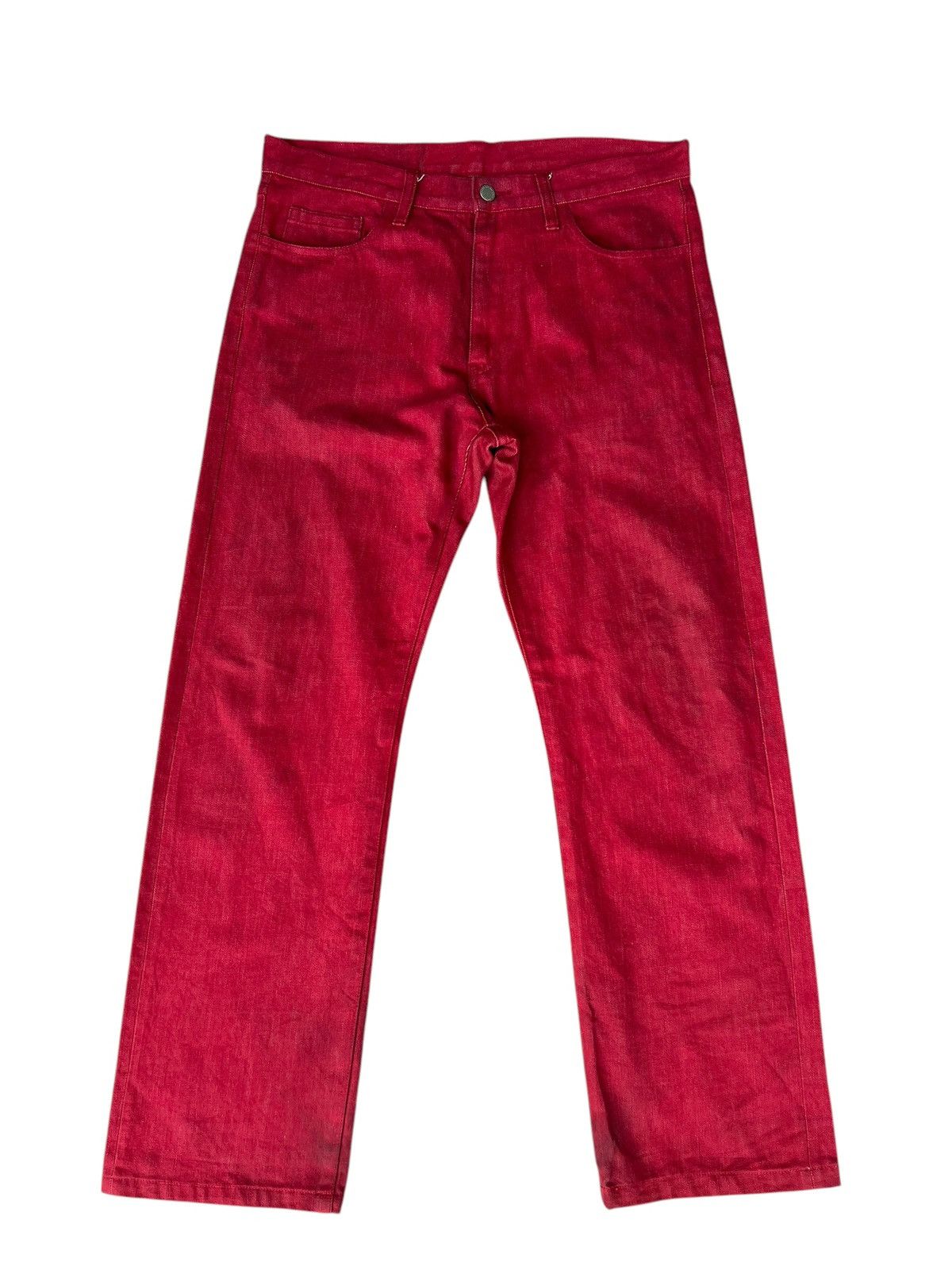 Comme des Garcons Homme Plus × Japanese Brand Dirty Mud Stains Denim Vintage CDGH Japan Red Jeans Size US 32 / EU 48 - 1 Thumbnail