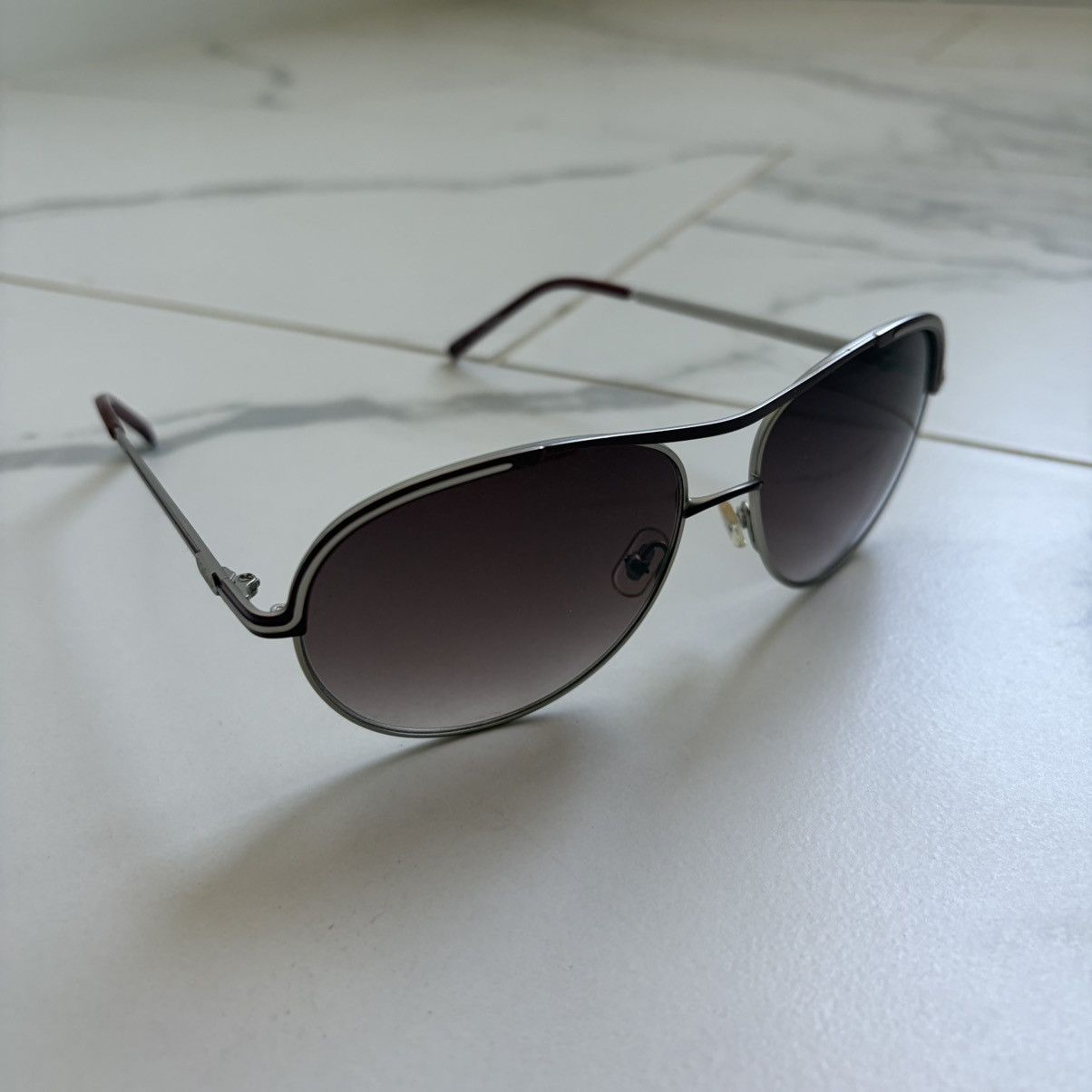 Chloe Chloé CL2245 Aviator Sunglasses Silver Burgundy Red Gradient Size ONE SIZE - 11 Thumbnail