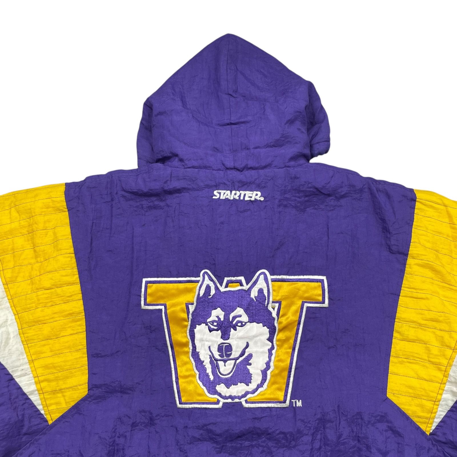 NCAA VTG 90s WASHINGTON HUSKIES STARTER PULLOVER PUFFER JACKET Size US XL / EU 56 / 4 - 3 Thumbnail