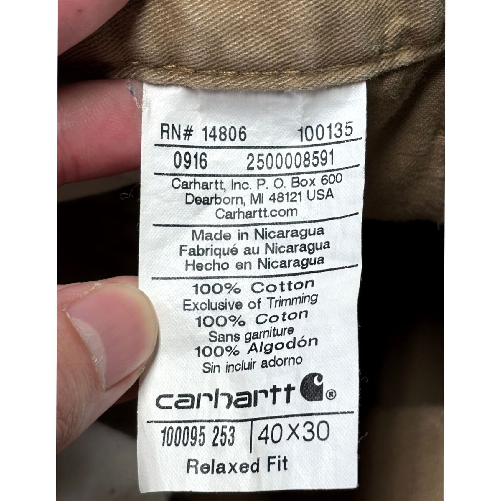 Carhartt Carhartt Mens 40x30 Relaxed Fit Cotton Khaki Work Pants Brown 100095 053 Size US 40 / EU 56 - 5 Thumbnail