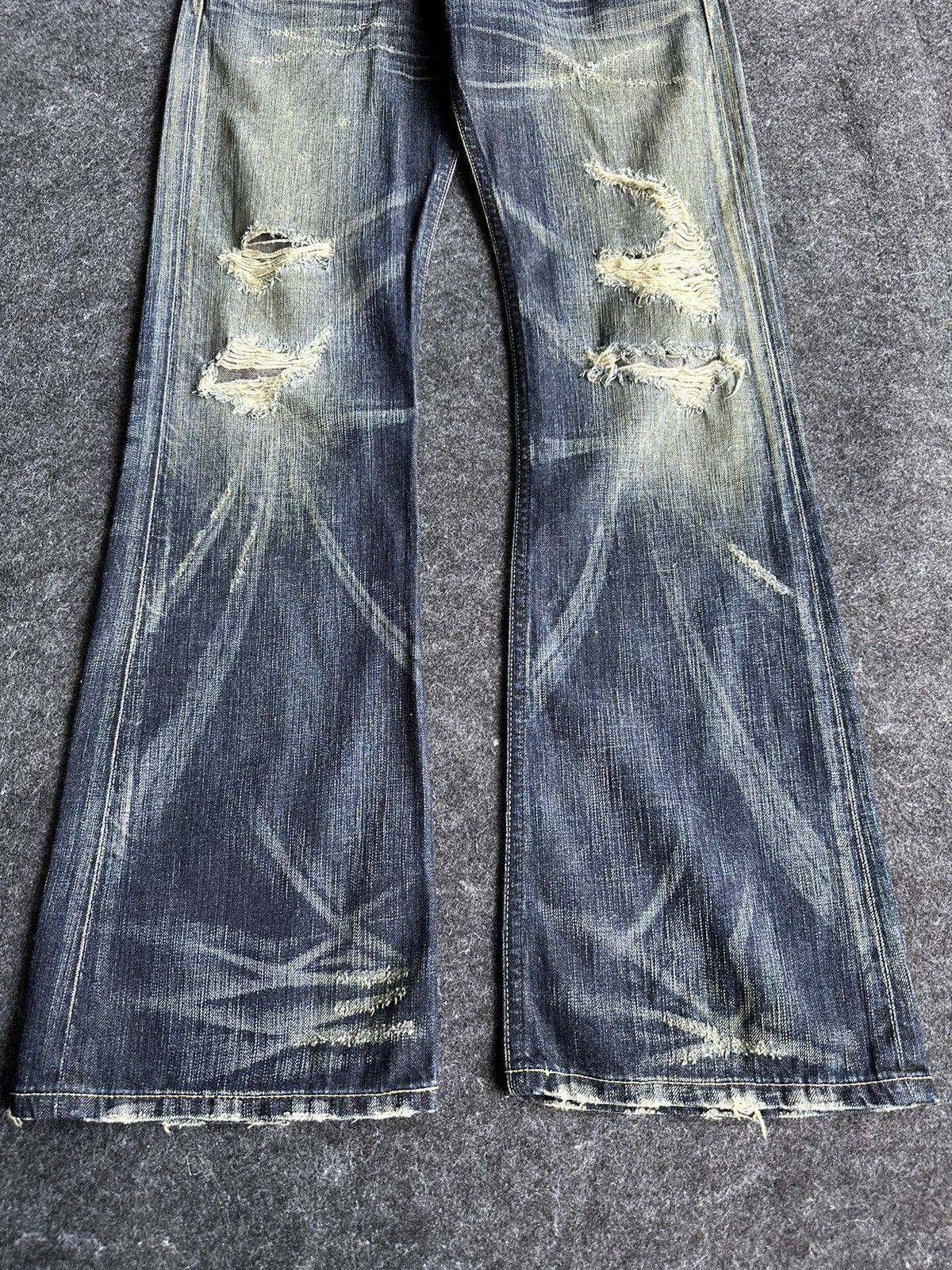 Edwin Vintage Edwin 503 Blue Trip Flare Washed Denim D383 Size US 28 / EU 44 - 3 Thumbnail