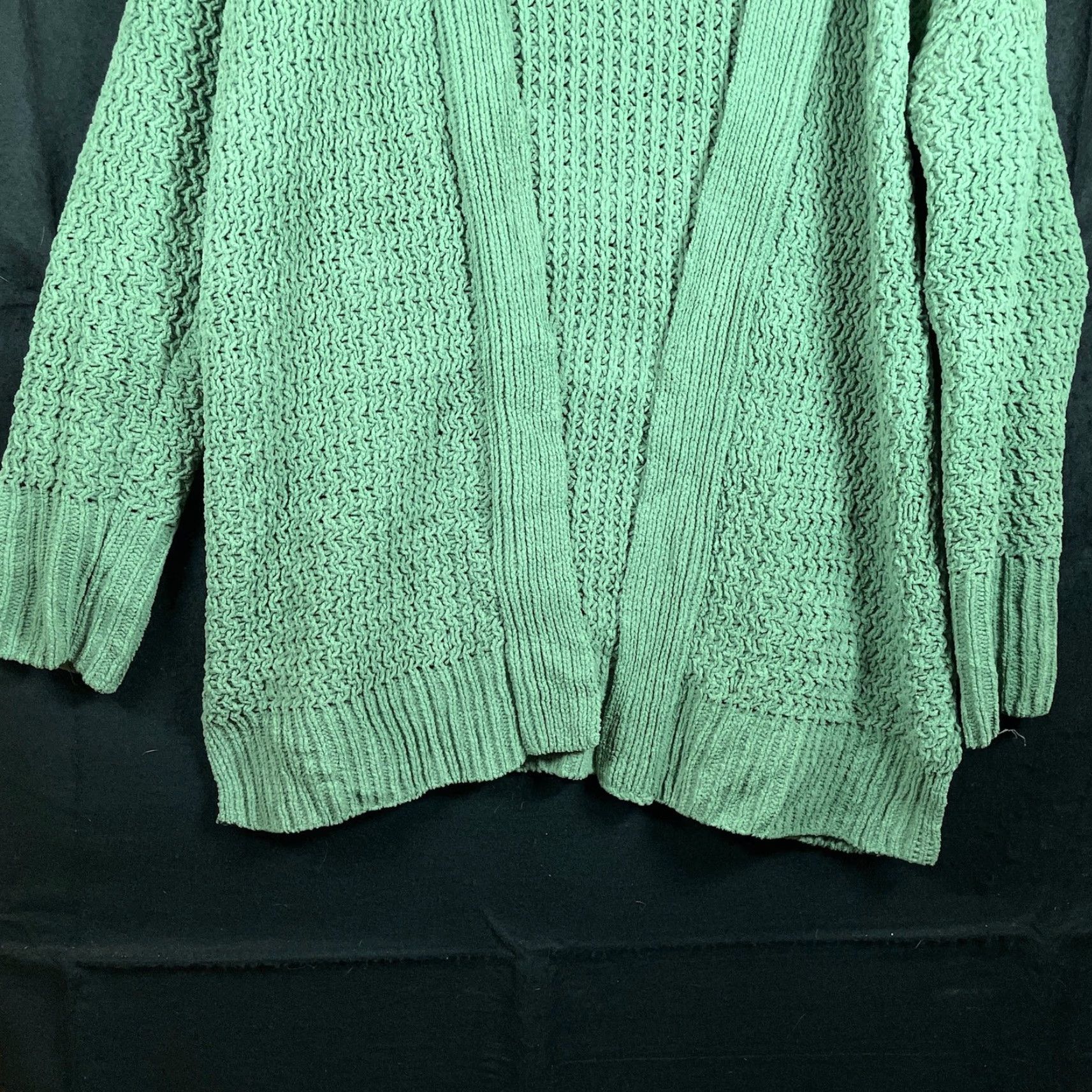 Vintage Sonoma Womens Sweater Green Knit Cardigan Open Front Large Size L / US 10 / IT 46 - 3 Thumbnail