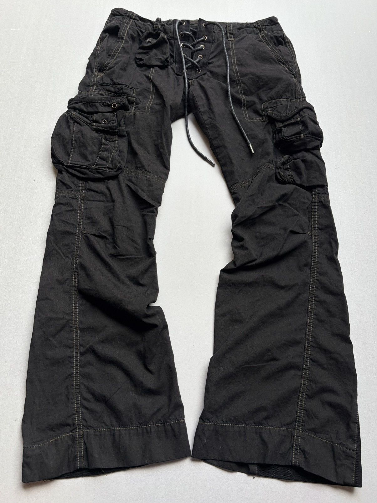 Japanese Brand lace up flare cargo pants Size US 29 - 1 Thumbnail