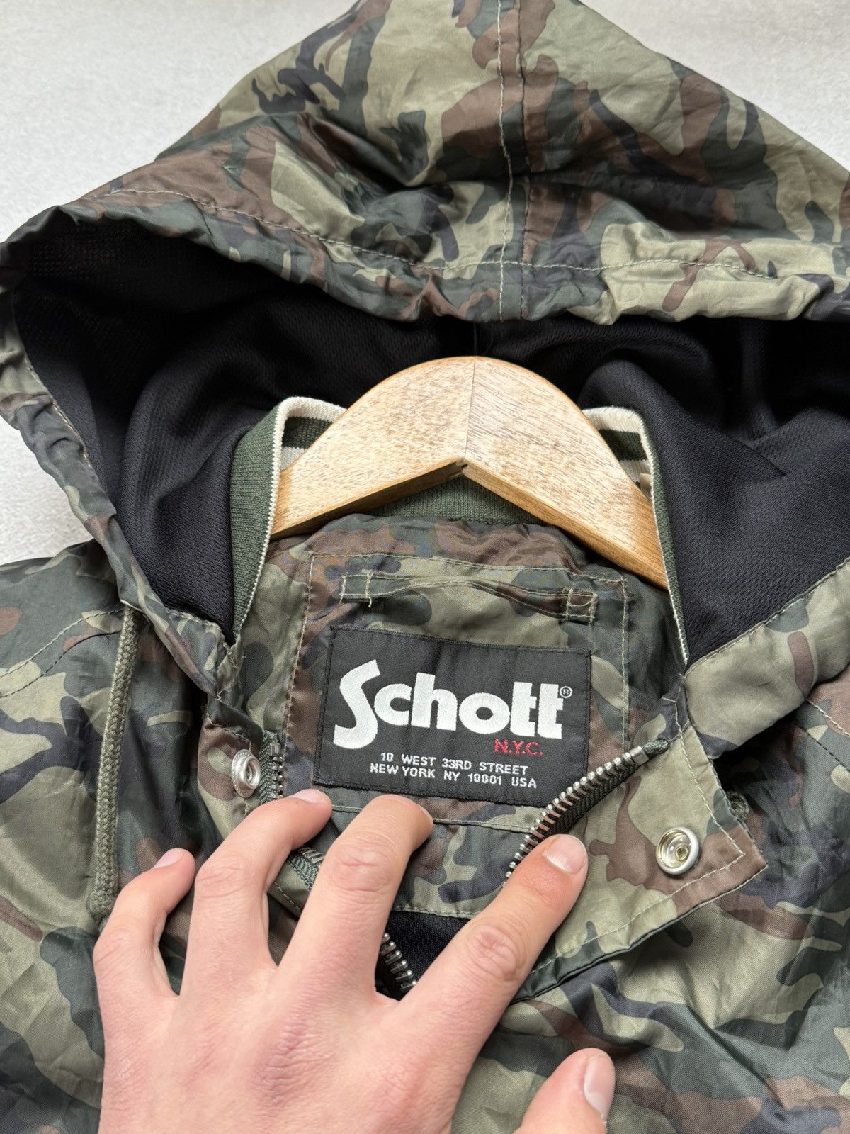 Schott Schott NYC Camouflage Hooded Jacket Men’s Camo Zip Up Size US S / EU 44-46 / 1 - 8 Thumbnail