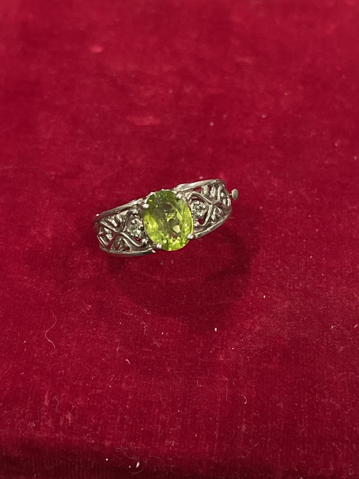 Vintage Peridot 925 sterling silver ring Size ONE SIZE - 1 Thumbnail