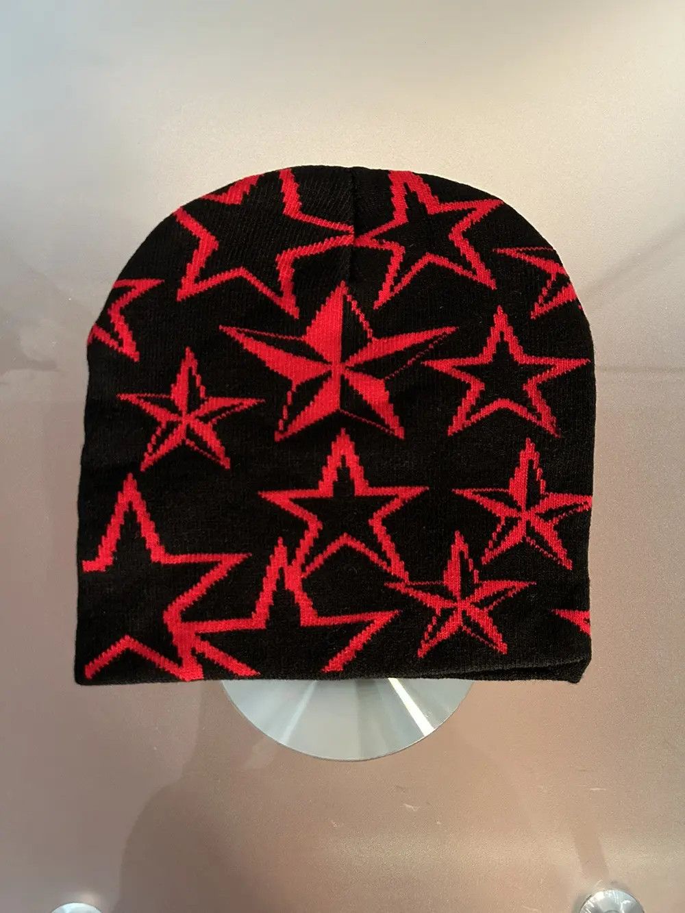 Japanese Brand × Vintage Vintage Design Y2K Star Beanie (black + red) Size ONE SIZE - 1 Thumbnail