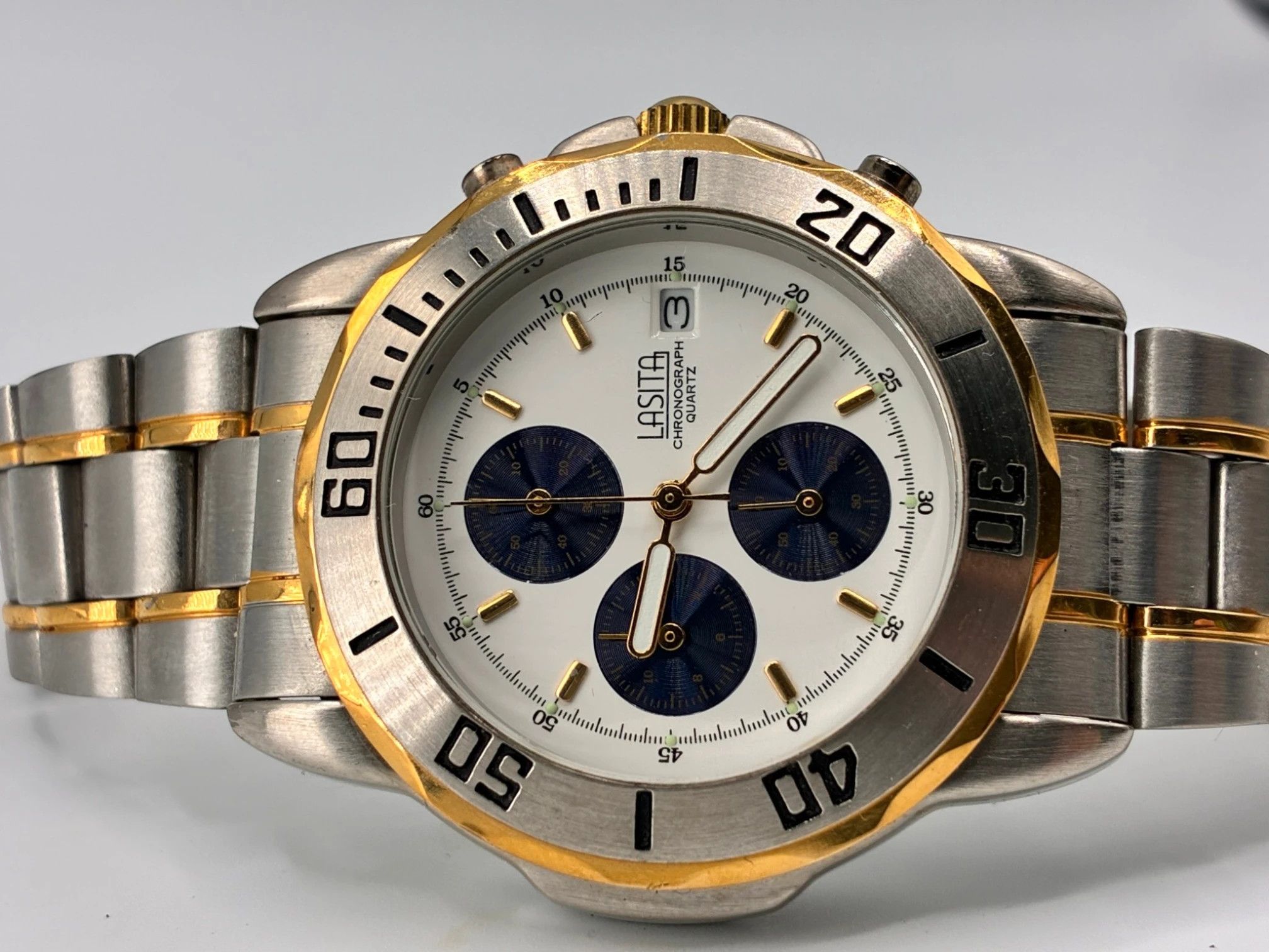 Other Lasita Quartz Chronograph Two-Tone Vintage Sports Watch Size ONE SIZE - 1 Thumbnail