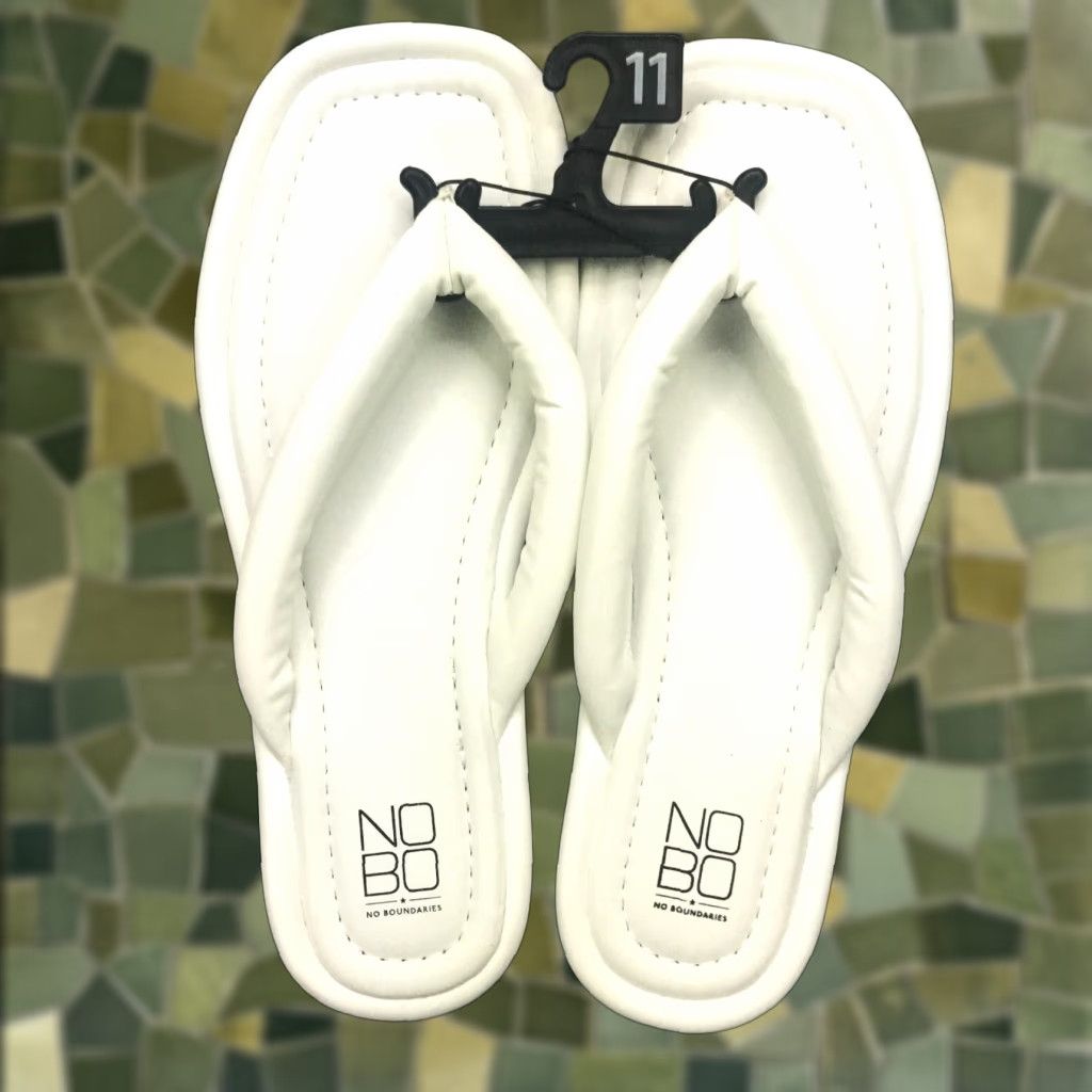 Vintage VINTAGE No Boundaries Womens Flip Flops Size 11 White Thong Cushioned Memory Foam Sandal Size US 11 / IT 41 - 1 Thumbnail