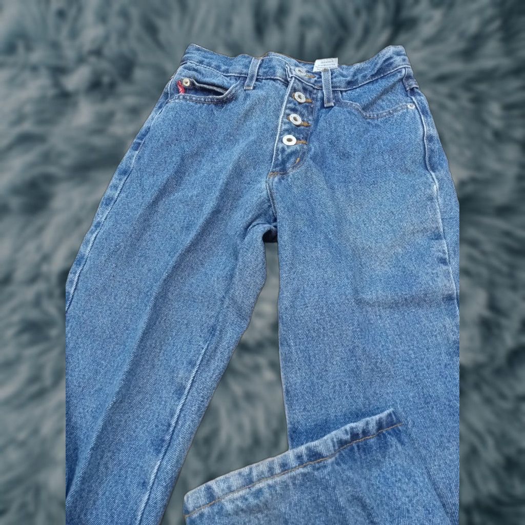 Denime VINTAGE C'est Toi Jeans Women's 26" x 31" Denim Button Up Blue USA Juniors Size 1 Straight Womens Size 25" / US 0 / IT 36 - 1 Thumbnail