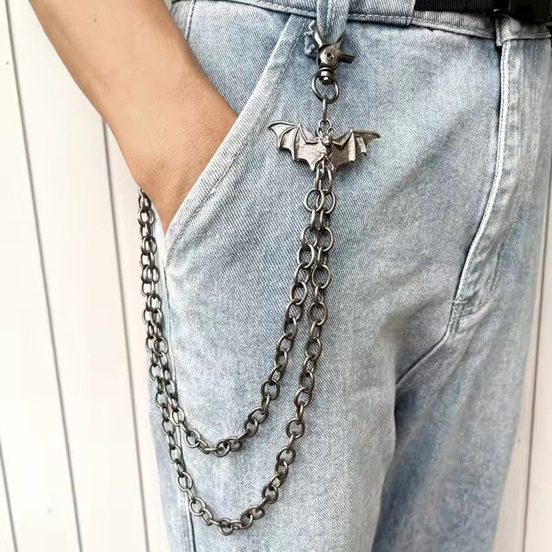 Jewelry Gothic Bat Double-Layer Jeans Chain – Punk Rock Streetwear Size ONE SIZE - 1 Thumbnail