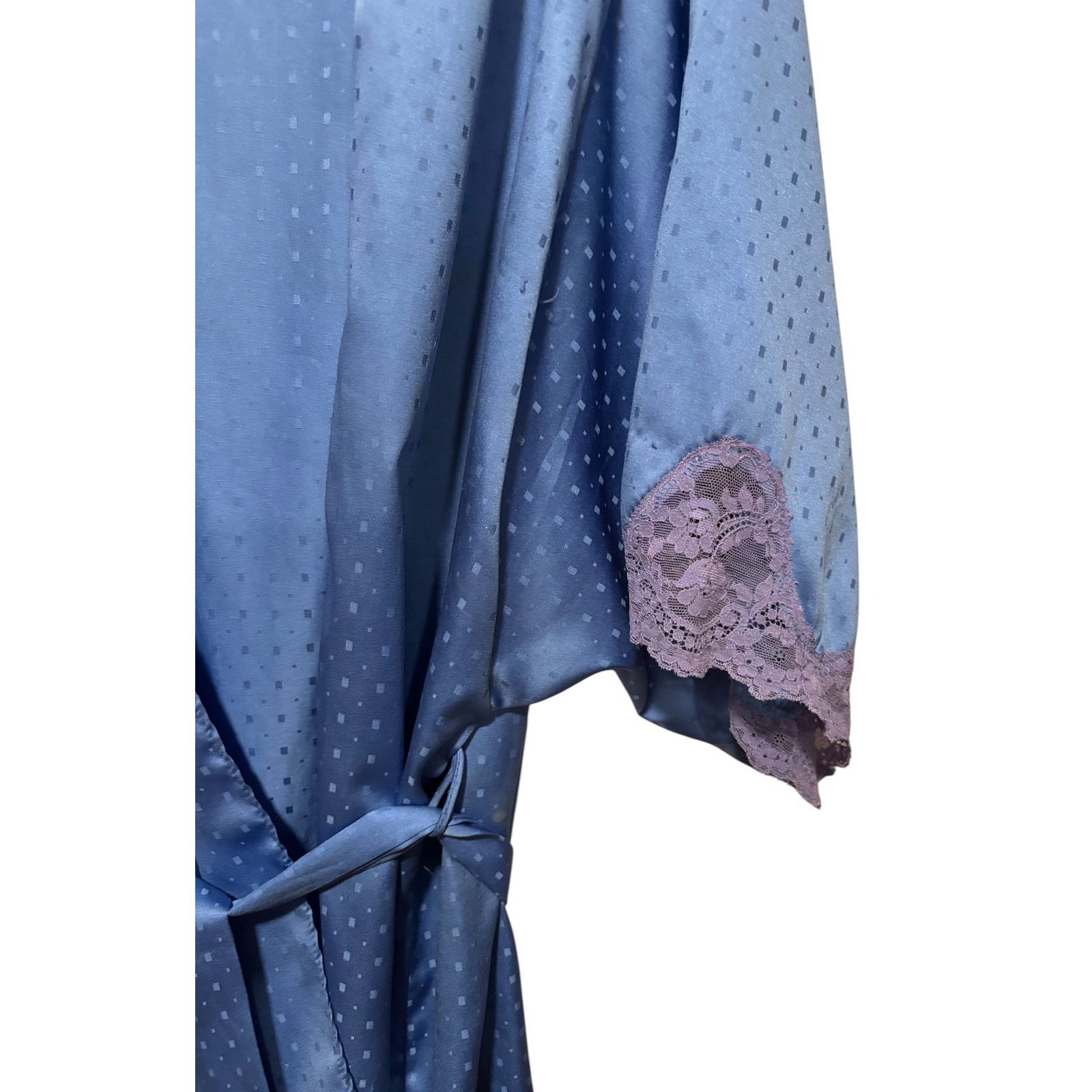 Victoria's Secret Victoria Secret Blue Satin Lace Trim Vintage Gold Label Robe Size ONE SIZE - 4 Thumbnail