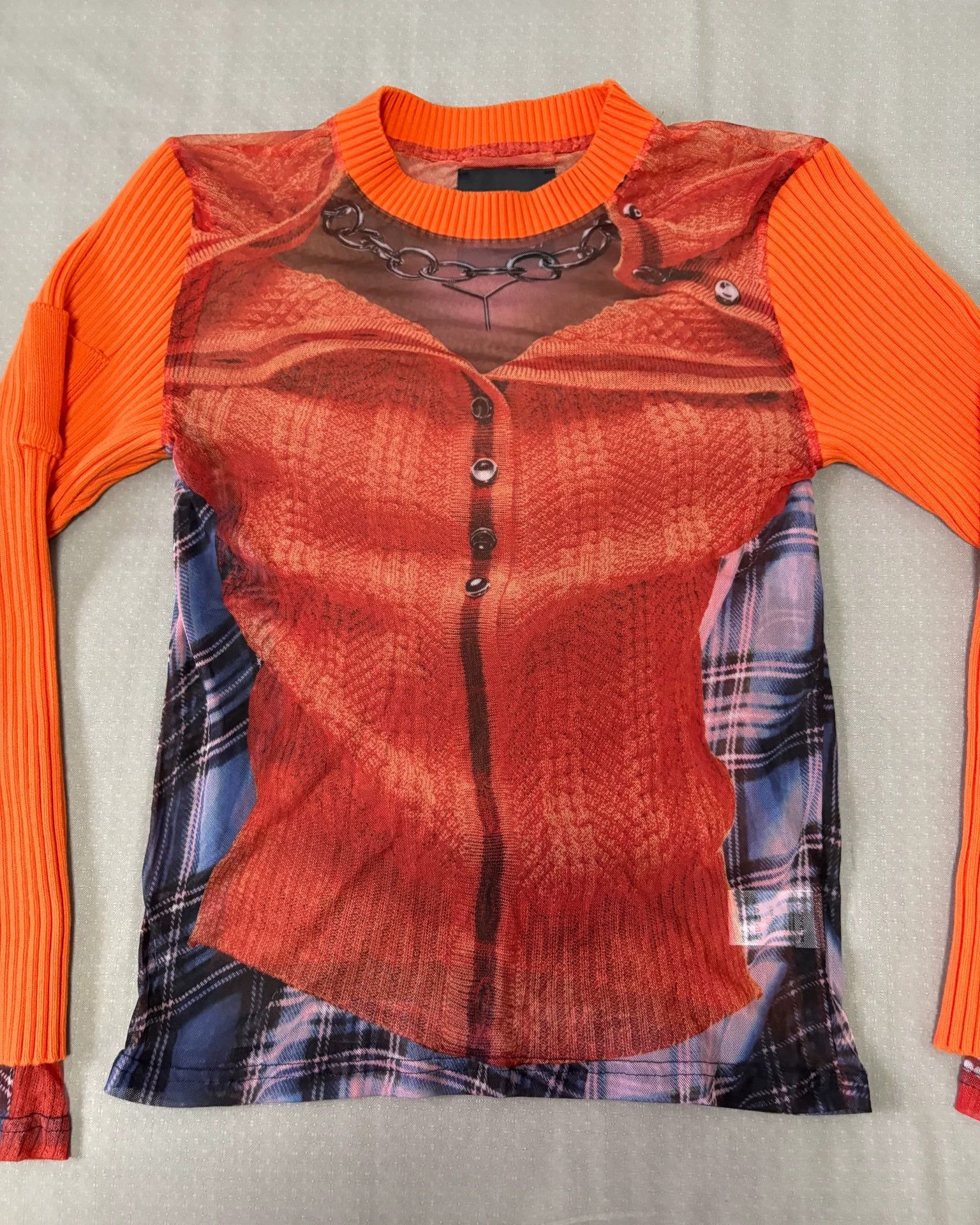 Y/Project Yproject x JPG 3D Figure Print Mesh Top Knit Sleeve Size XS / US 0-2 / IT 36-38 - 4 Thumbnail