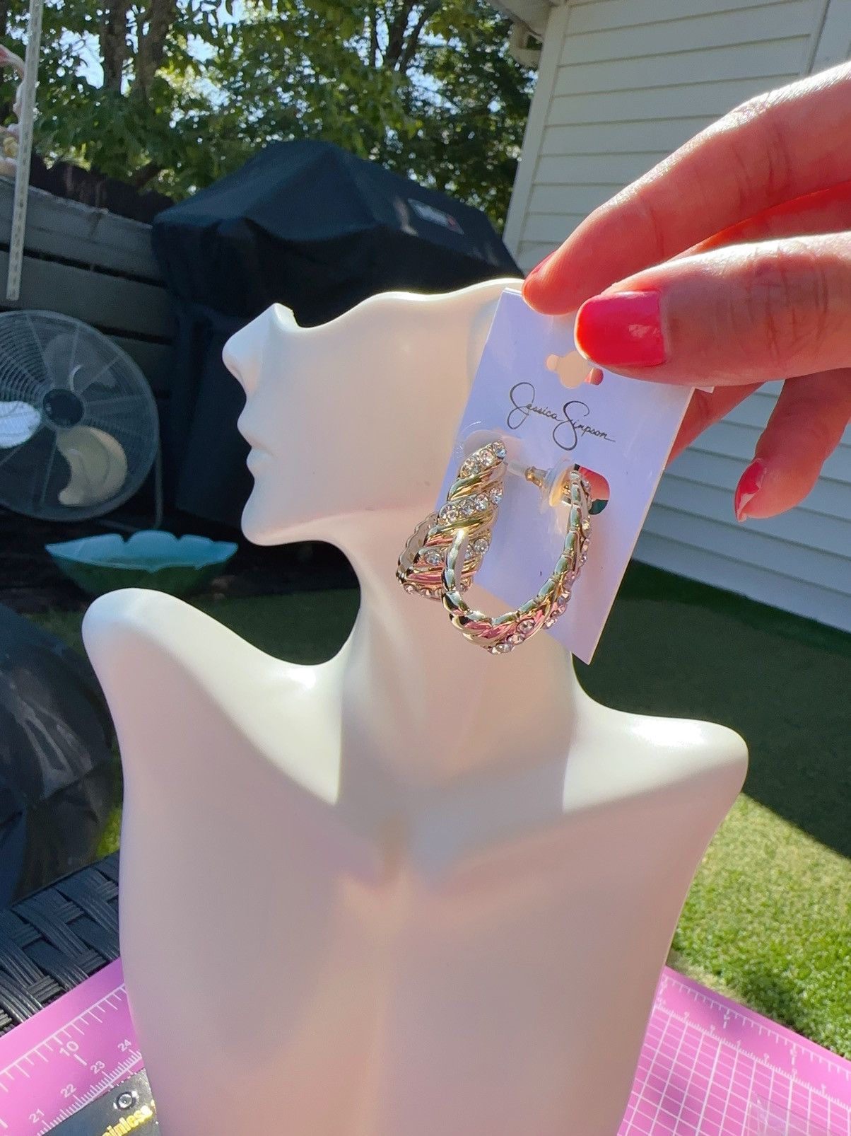 Jessica Simpson Jessica Simpson earrings diamonds paved luxury gold tone Size ONE SIZE - 4 Thumbnail
