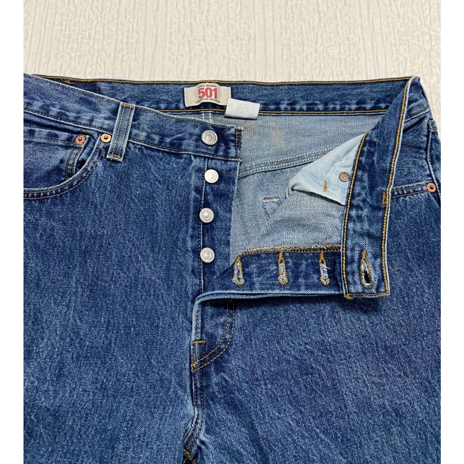 Levi's Levi's Levi'S 501 Jeans Men 36x27 Blue Straight Button Fly Hemmed Medium Wash 100% Cotton Denim 5-Pocket Classic Regular Size US 36 / EU 52 - 3 Thumbnail