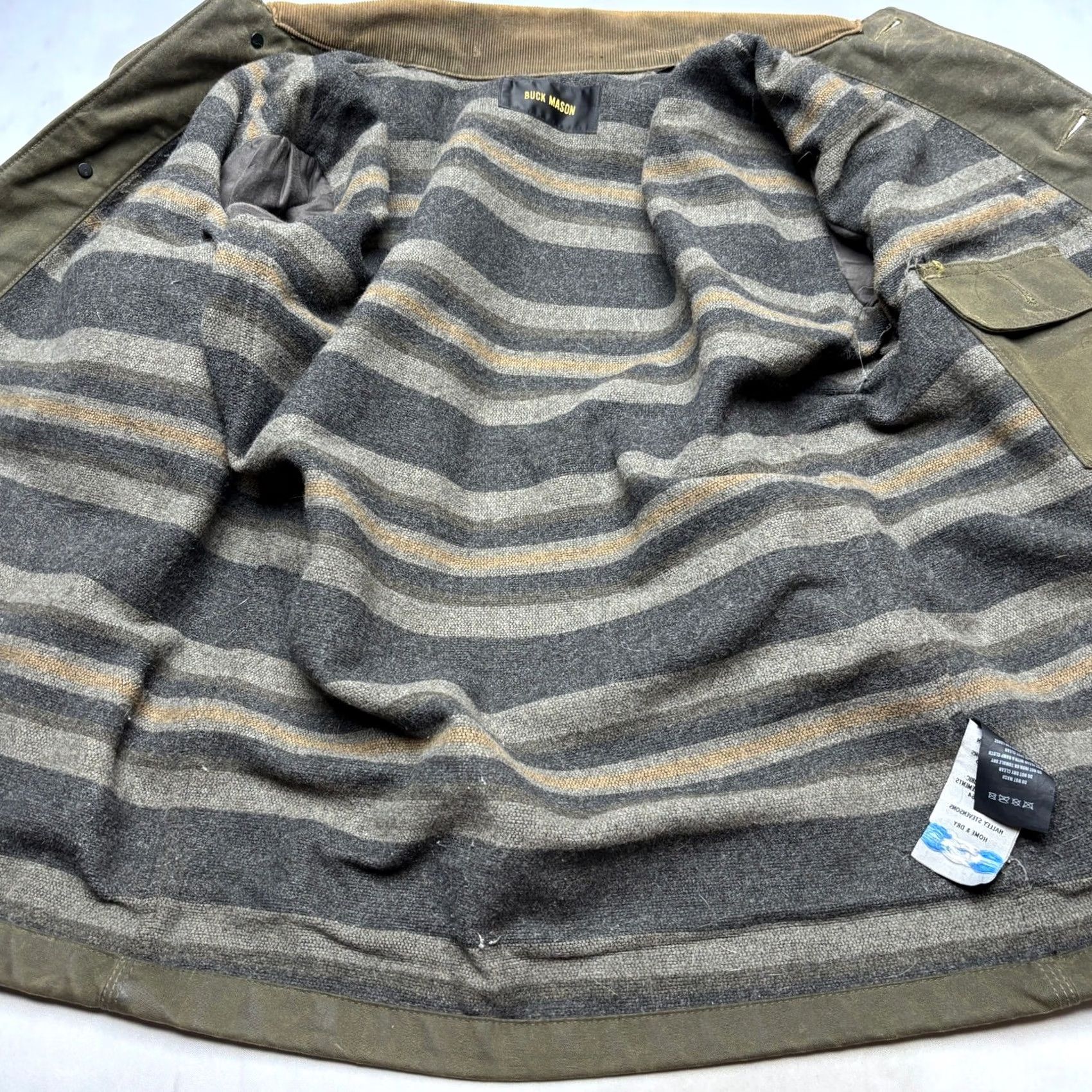 Buck Mason Buck Mason Highland Jacket Dry Waxed Canvas Wool Lined Men M Green Wool Lined Jacket Size US M / EU 48-50 / 2 - 5 Thumbnail
