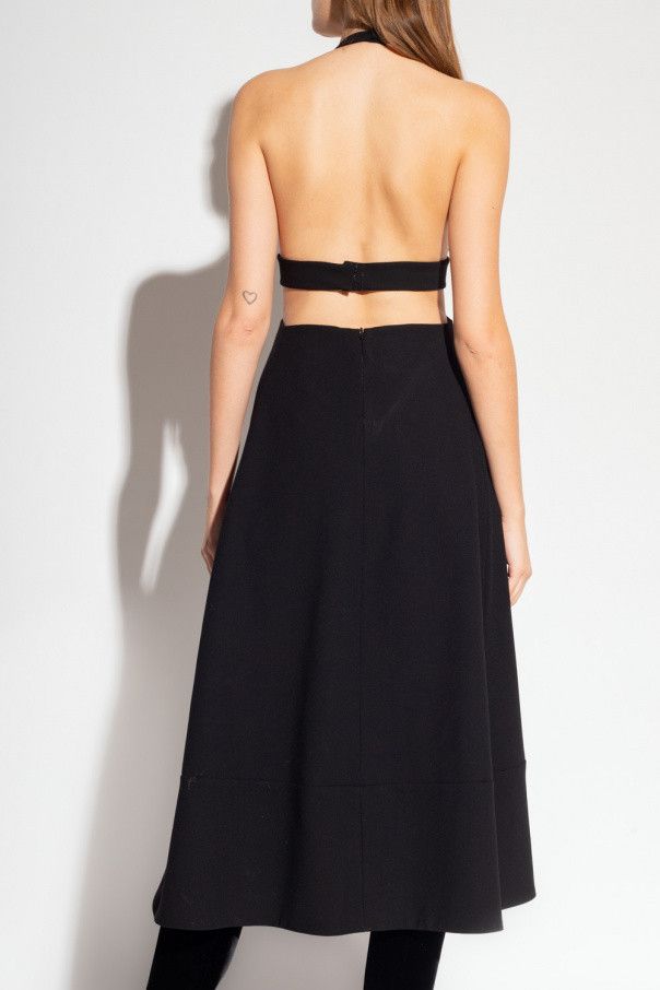 Saint Laurent Paris o1s1wg110924 Long Backless Dress in Double Sablé in Black Size M / US 6-8 / IT 42-44 - 4 Thumbnail