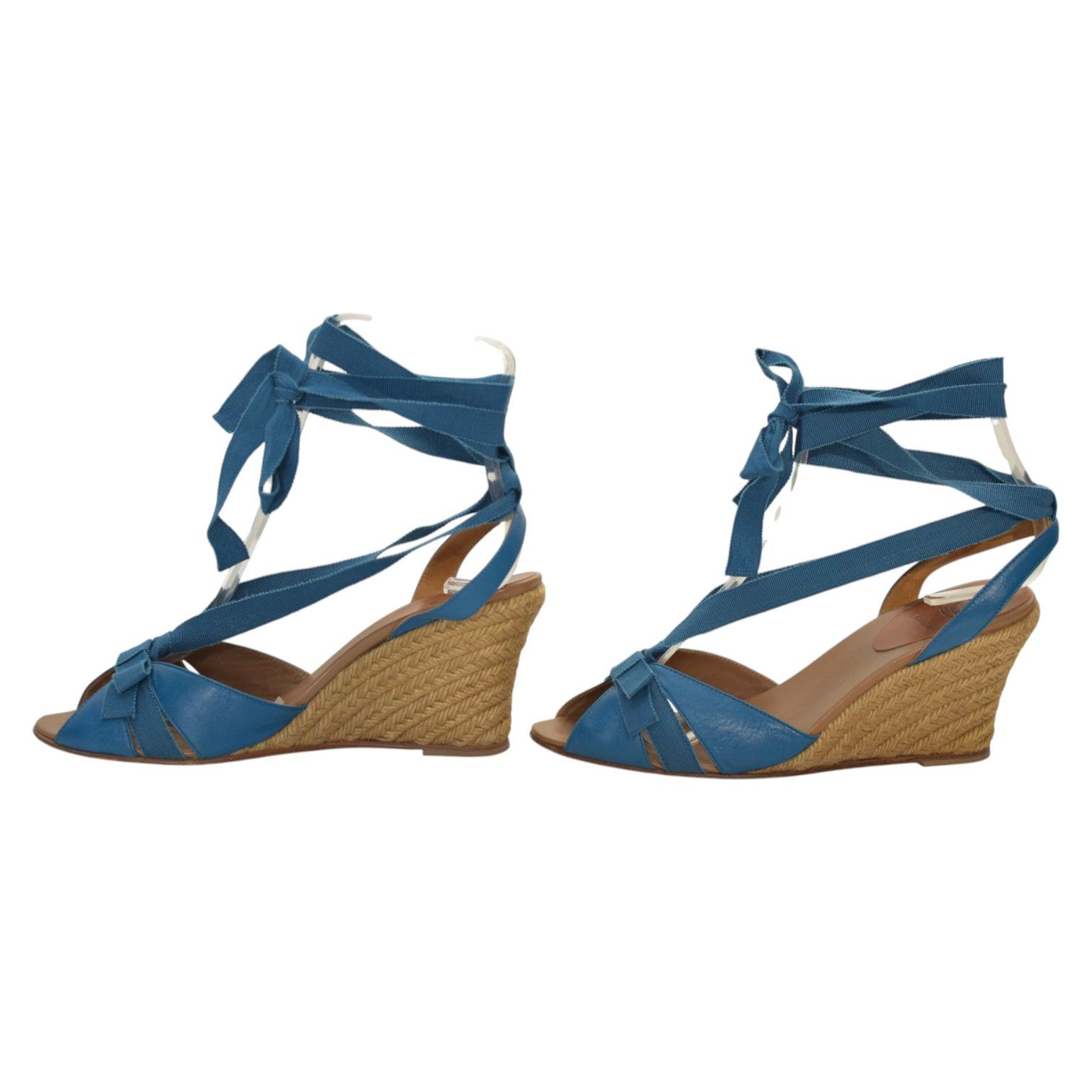 Christian Louboutin Christian Louboutin Blue Ankle Tie Up Espadrille Wedge Size US 8 / IT 38 - 3 Thumbnail