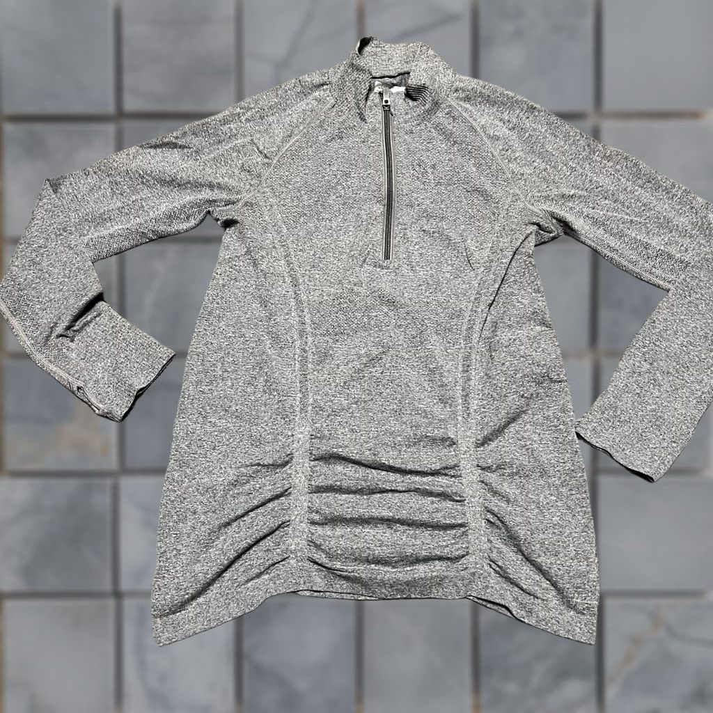 Athleta Athleta Shirt Womens Large Fast Track 1/4 Zip Ruched Long Sleeve Gray Pullover Size L / US 10 / IT 46 - 1 Thumbnail