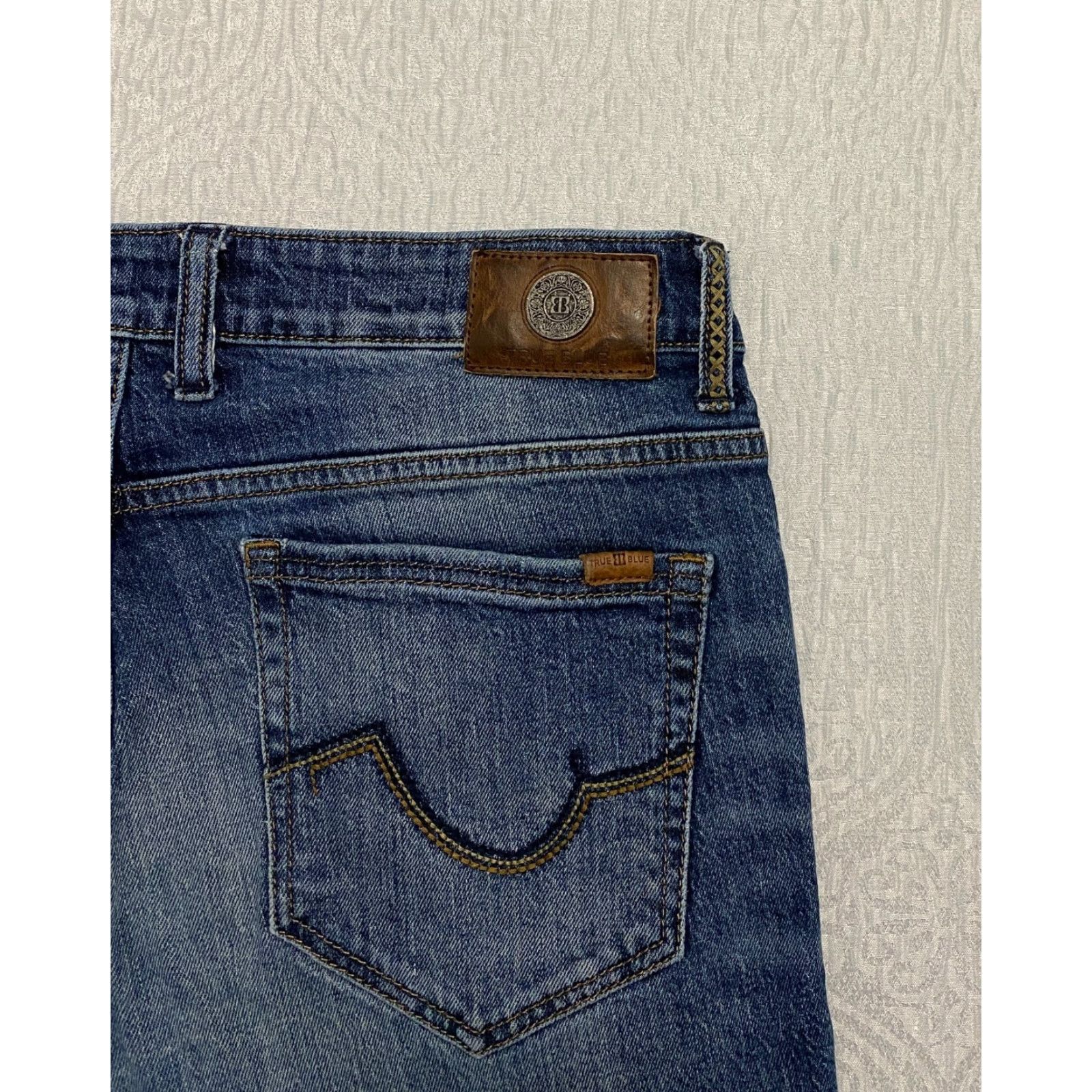 Vintage True Blue Denim Jeans Slim Mens Size 34 Waist 34 Inseam 29 Blue Distressed Stretch Skinny 5-Pocket Design Lightweight Denim Heritage Slim Fit Size US 34 / EU 50 - 7 Thumbnail