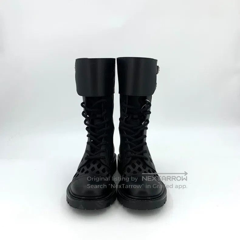 Dior Dior Black hollow mesh leather lace-up mid-boots Size US 5.5 / IT 35.5 - 3 Thumbnail