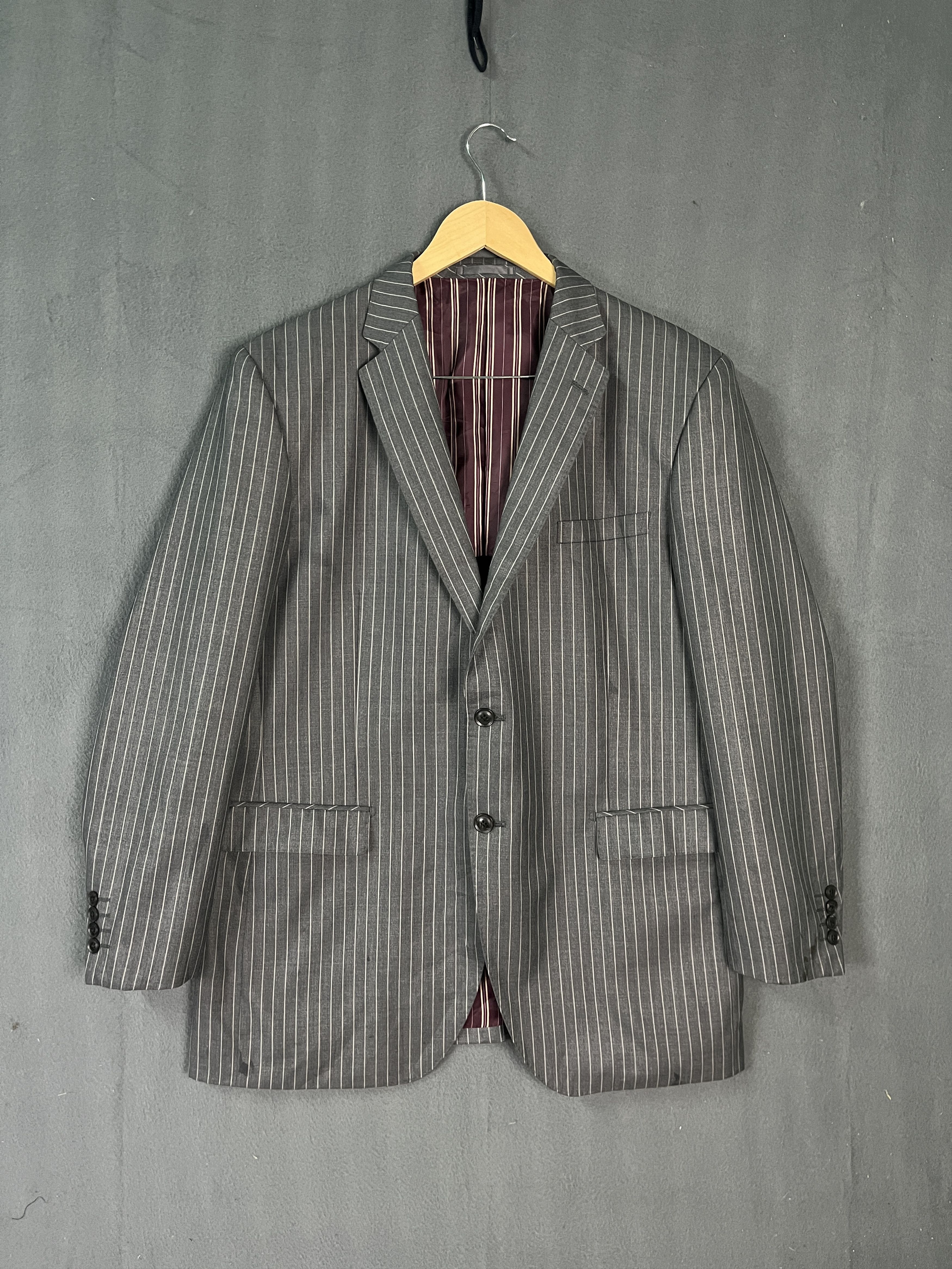 Tete Homme Tete Due by Kazutaka Katoh Stripes Blazer Japanese Designer Size 44R - 1 Thumbnail