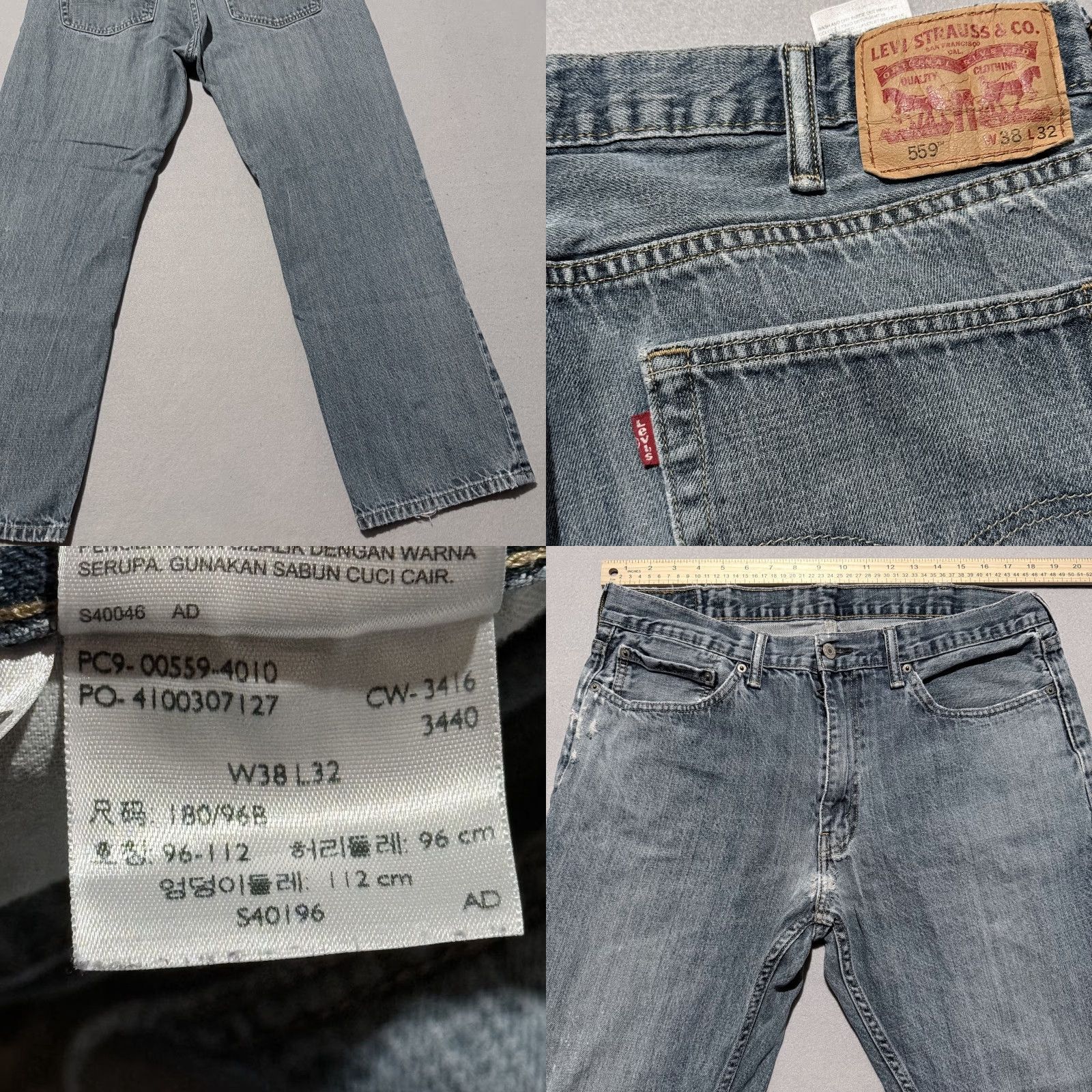 Levi's Levi's 559 Jeans Men's Mid Blue Denim Straight Zip Fly - 38X32 Regular Entitled City Jeans Size US 38 / EU 54 - 8 Thumbnail