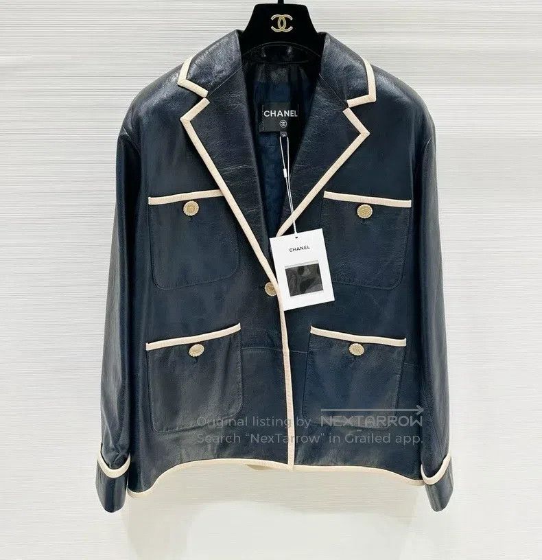 Chanel Chanel Beach series out-of-print dark blue leather jacket Size XXS / US 00 / IT 34 - 1 Thumbnail