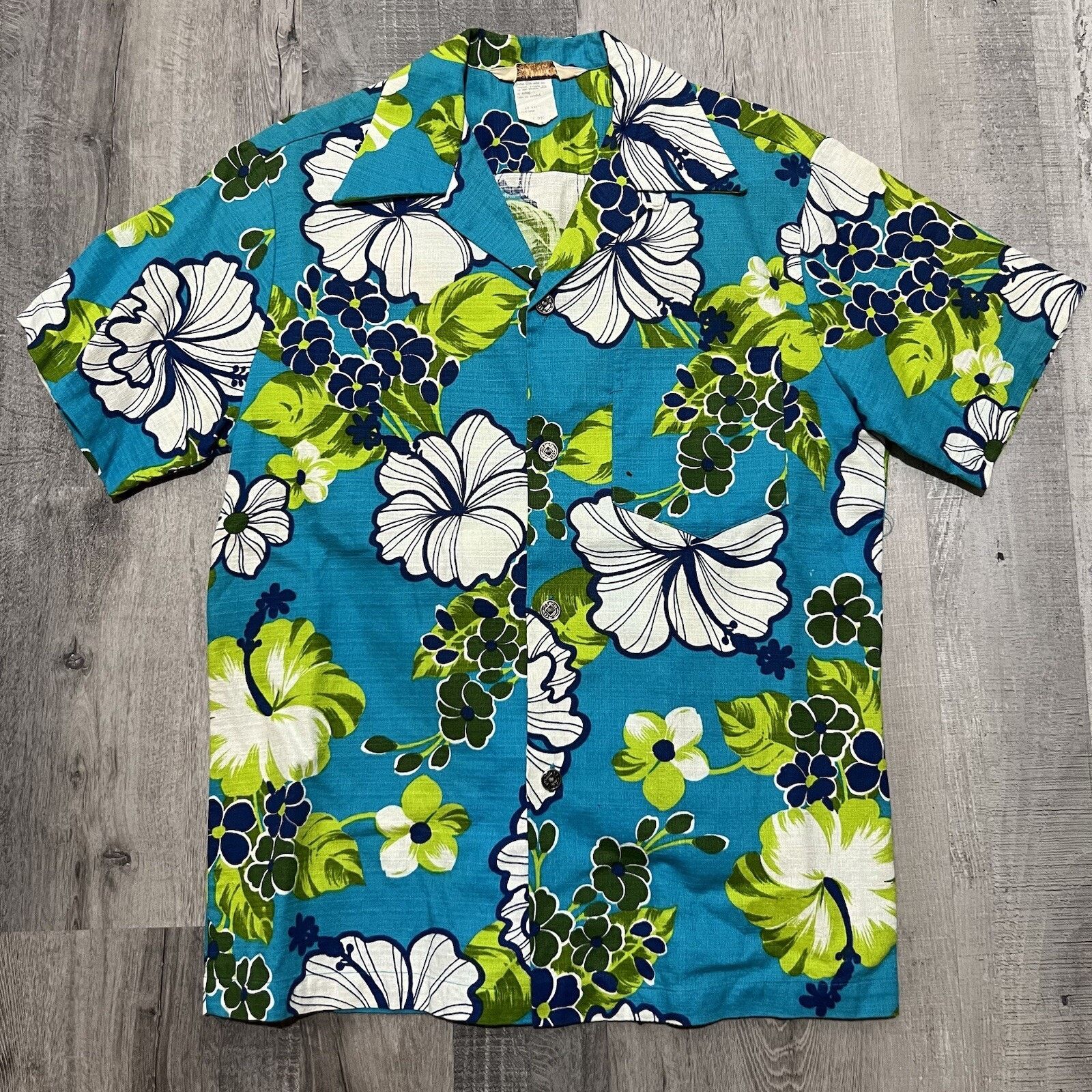 Other VTG 1960s Royal Hawaiian Barkcloth Shirt Floral Loop Collar Size US M / EU 48-50 / 2 - 1 Thumbnail
