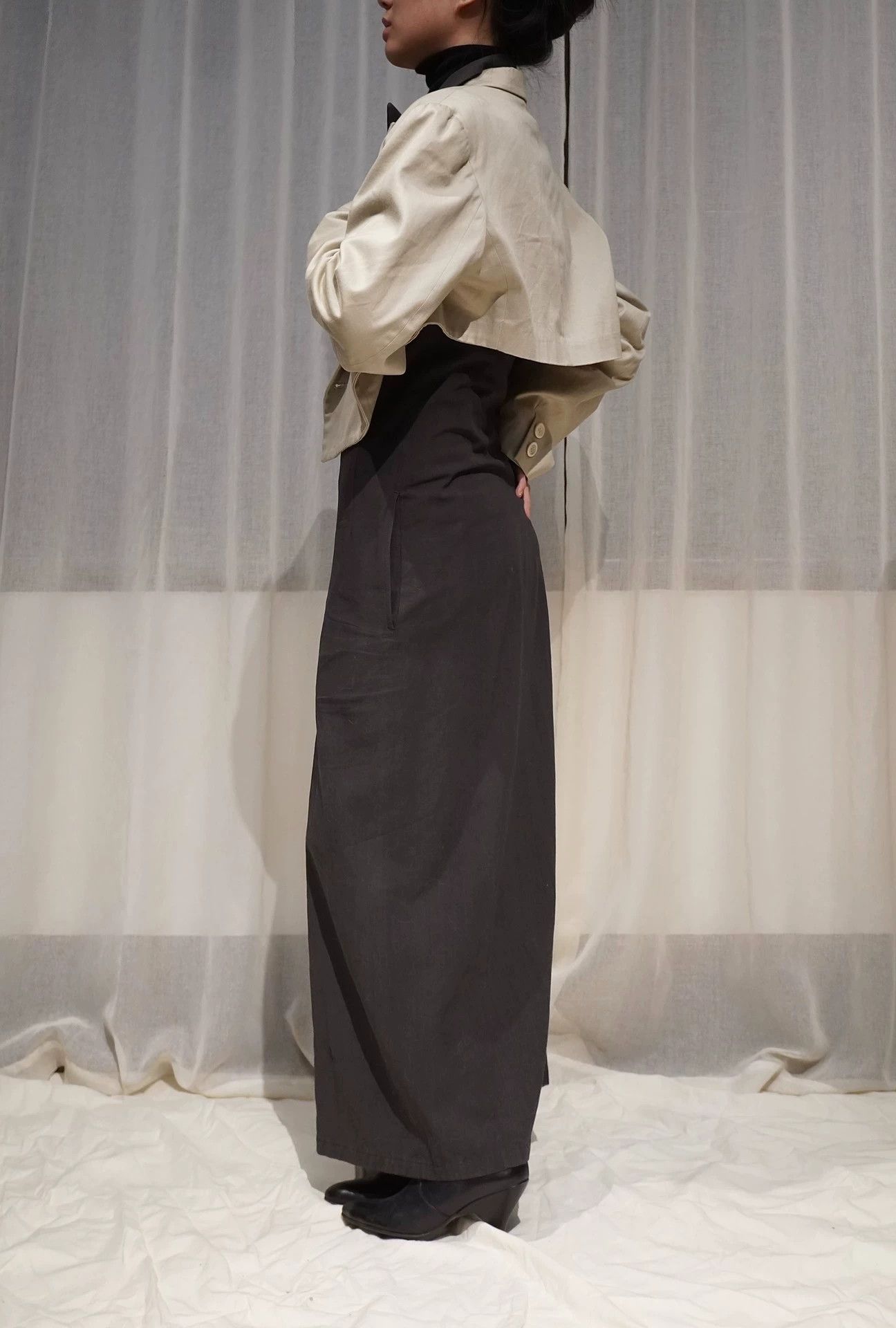 Yohji Yamamoto YOHJI YAMAMOTO 1991 Eggshell Gray Oversized Short Jacket Size ONE SIZE - 3 Thumbnail