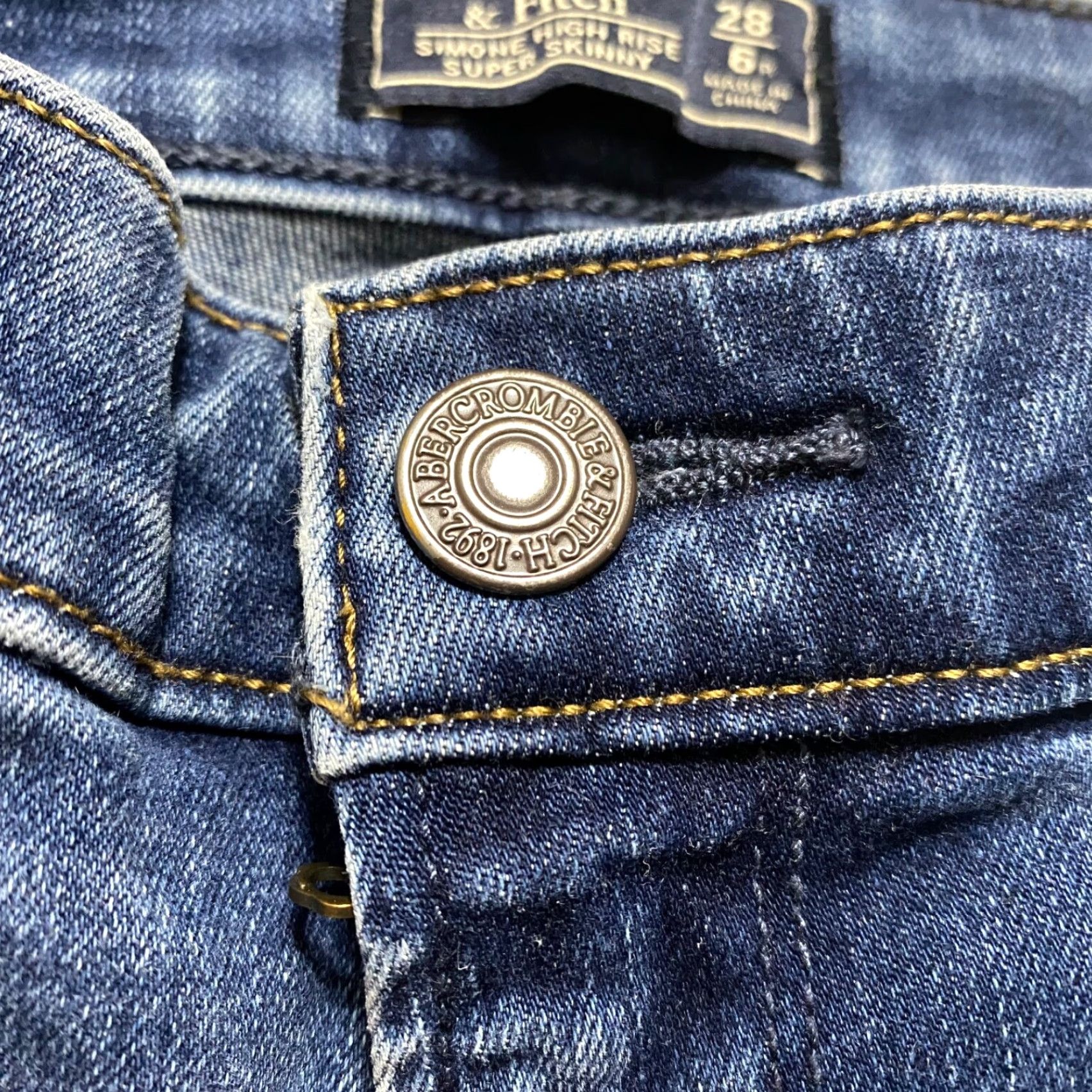 Abercrombie & Fitch Abercrombie & Fitch Women Jeans 28 Blue Denim High Rise Slim Distressed Stretch Size 27" / US 4 / IT 40 - 6 Thumbnail