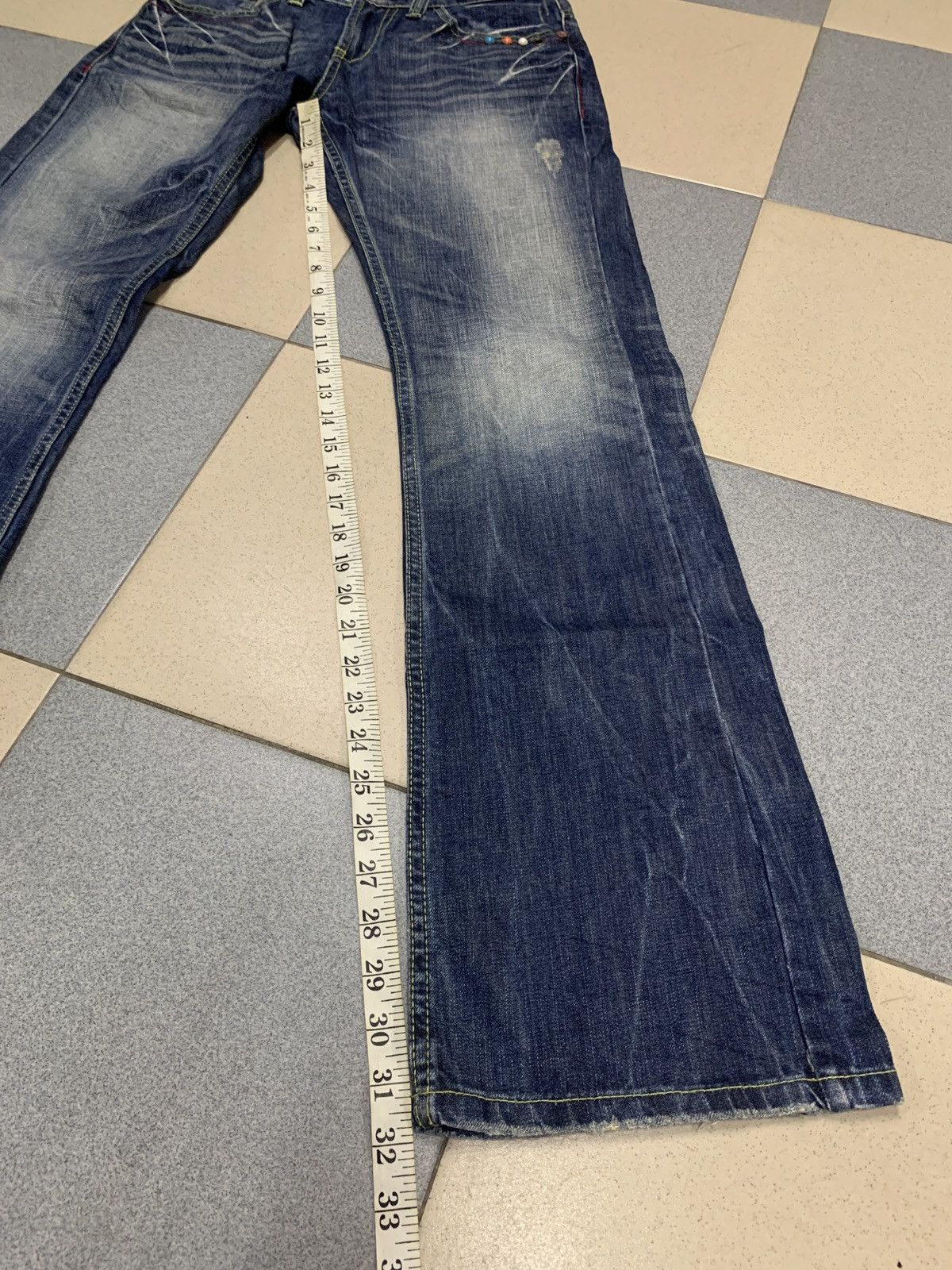 If Six Was Nine Y2K Red Pepper Denim Japan Wings Flared Jeans Size US 28 / EU 44 - 19 Thumbnail