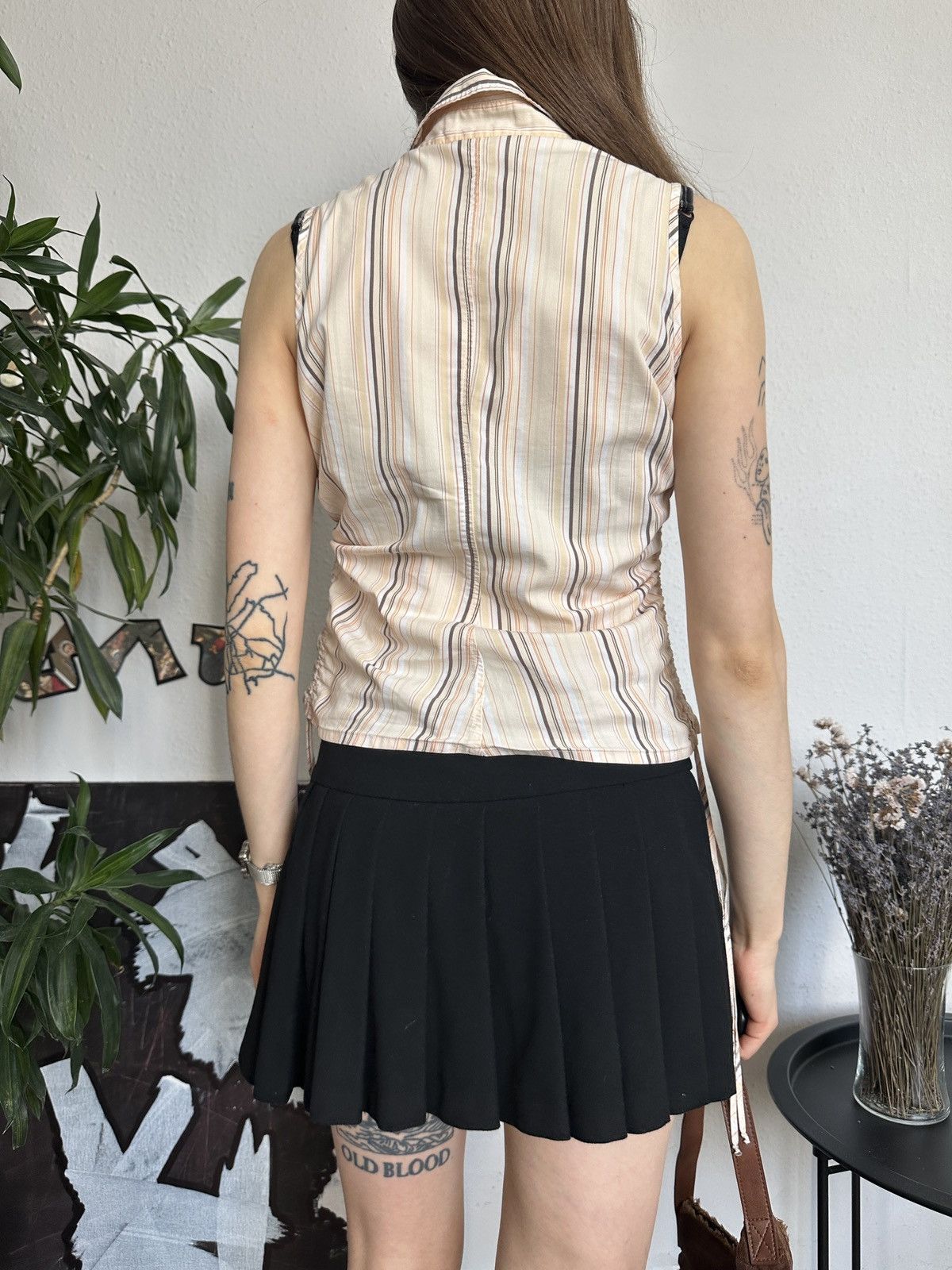 Seditionaries Betty Barclay Vintage Striped Scrunchy Ruched Blouse 00s Size XS / US 0-2 / IT 36-38 - 7 Thumbnail
