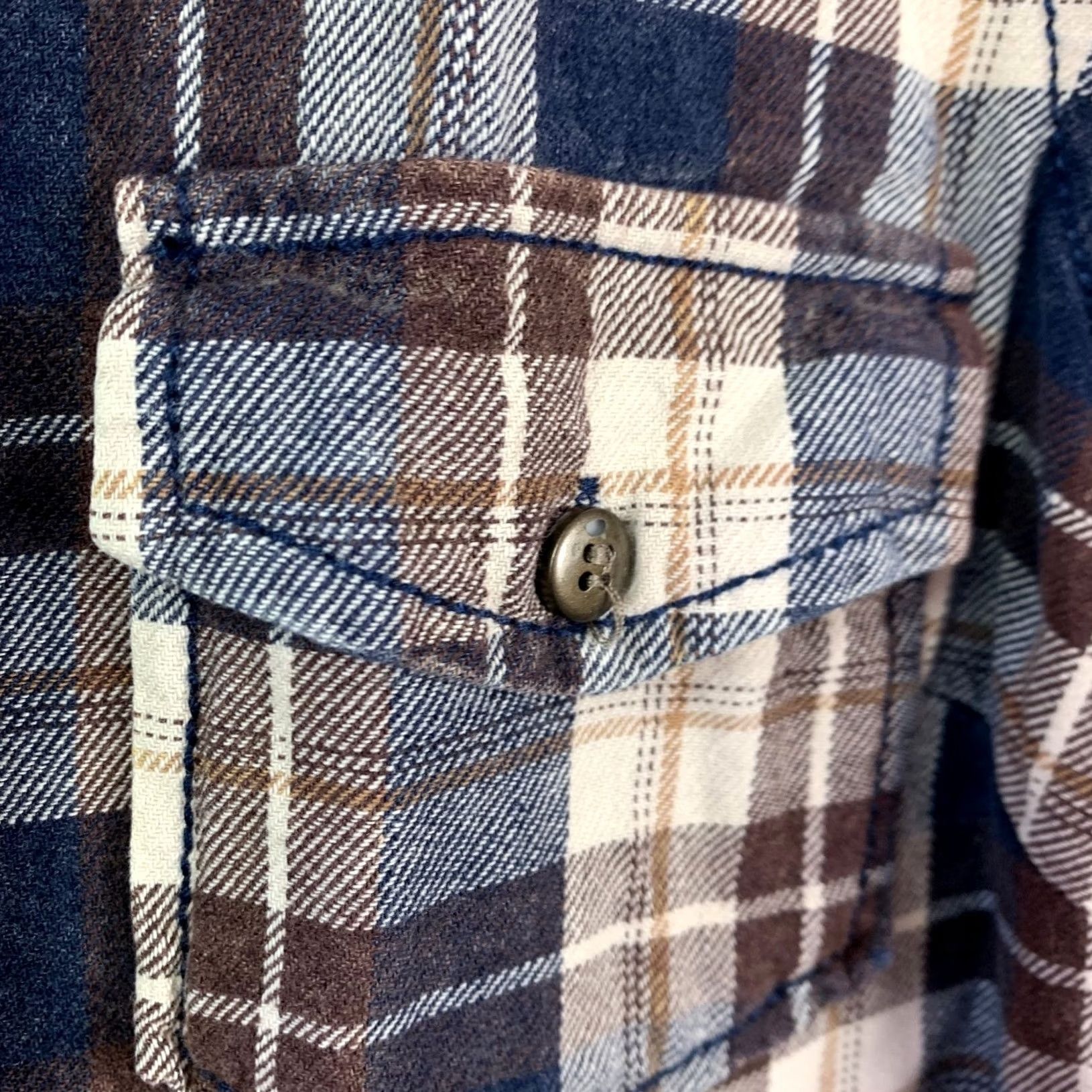BKE BKE Women's Shirt Plaid Knit Brown Blue Tan/Cream Embellished Small S Chest 36" Boho Western Twilight Bella Swan Twilightcore Grunge Urban? Size S / US 4 / IT 40 - 7 Thumbnail