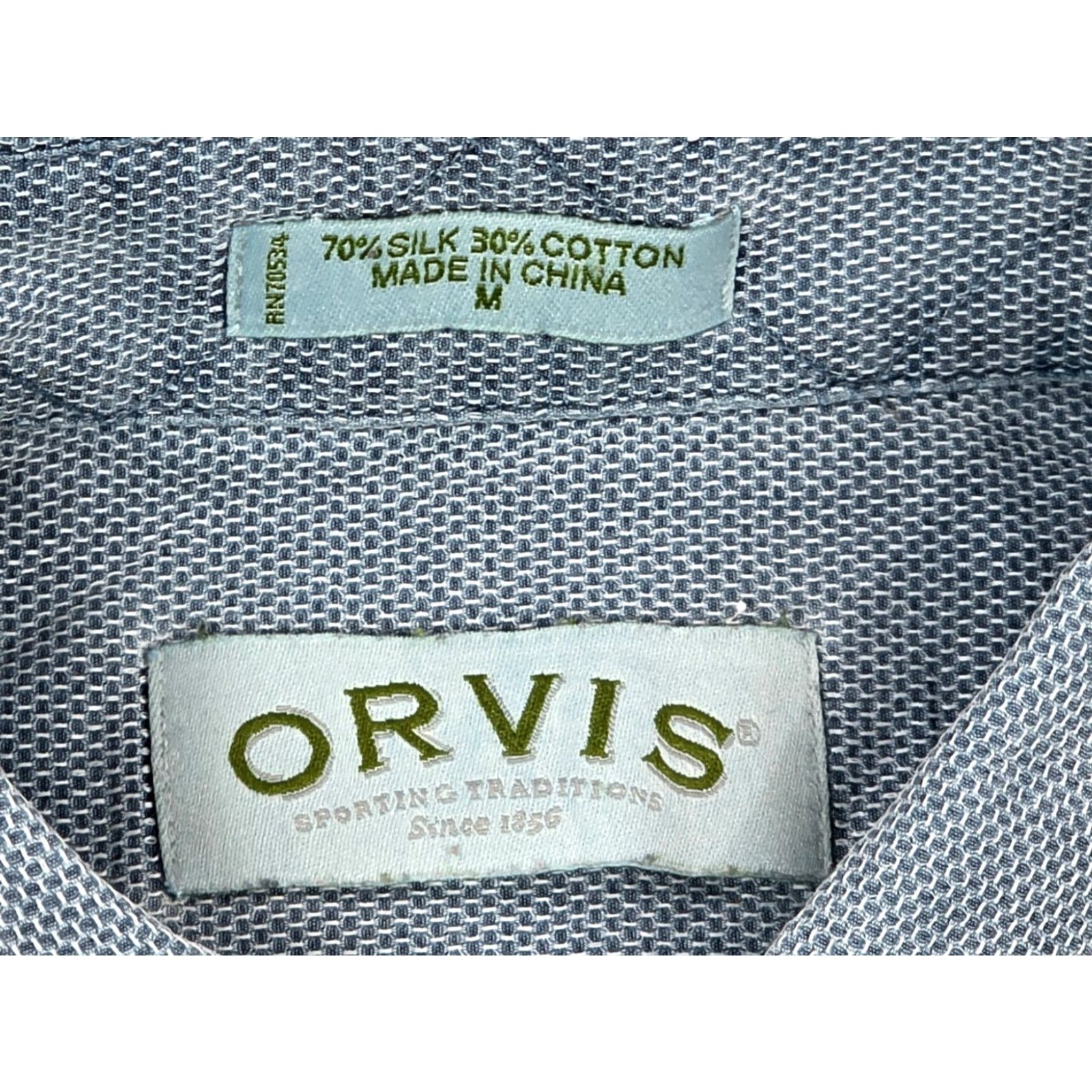 Orvis Orvis Shirt Men M Woven Silk Cotton Blend Blue Button Up Long Sleeve Size US M / EU 48-50 / 2 - 6 Thumbnail