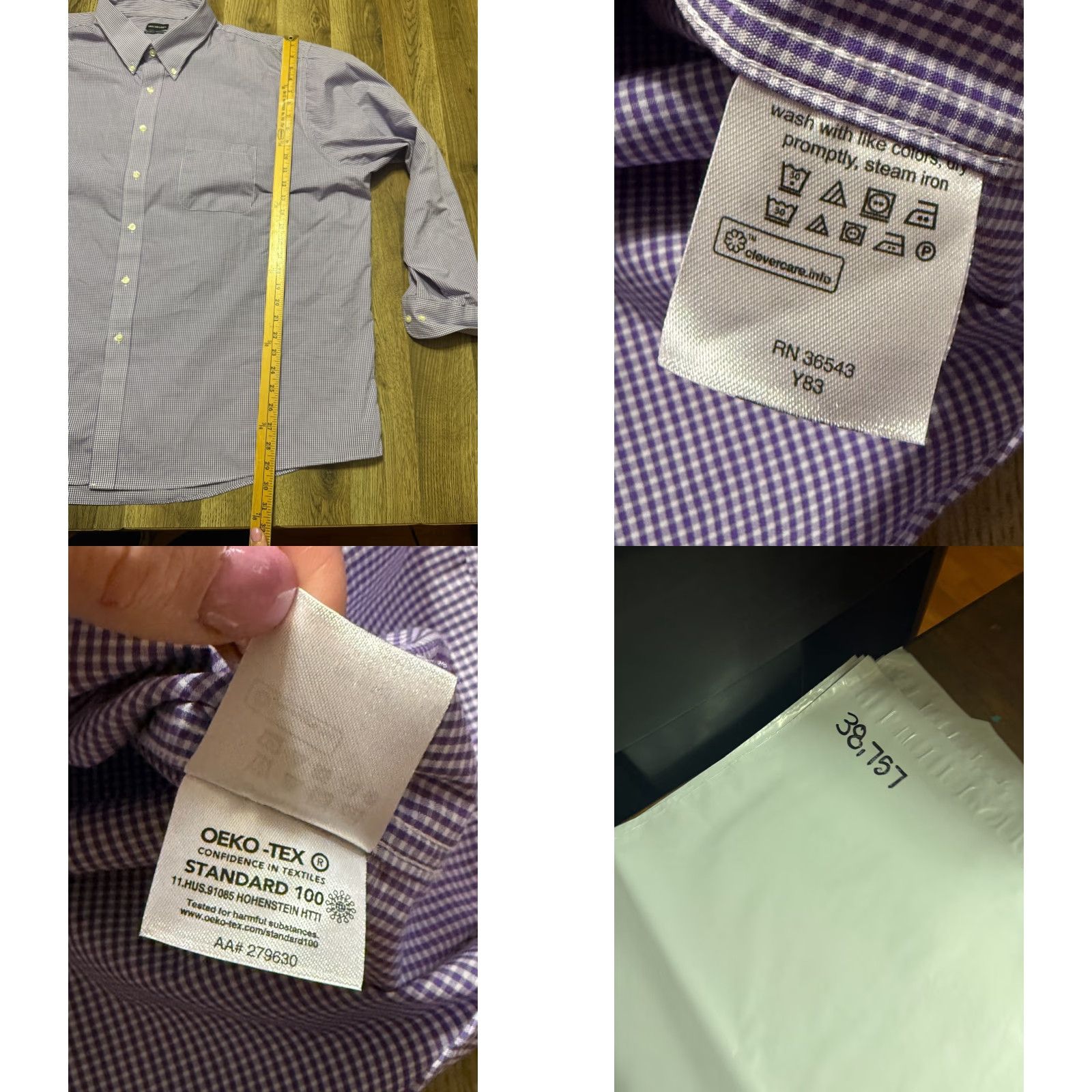 Van Heusen Van Heusen Shirt Mens 19.5-20 36/37 3XL Button Up Purple White Regular Fit Size US XXL / EU 58 / 5 - 8 Thumbnail