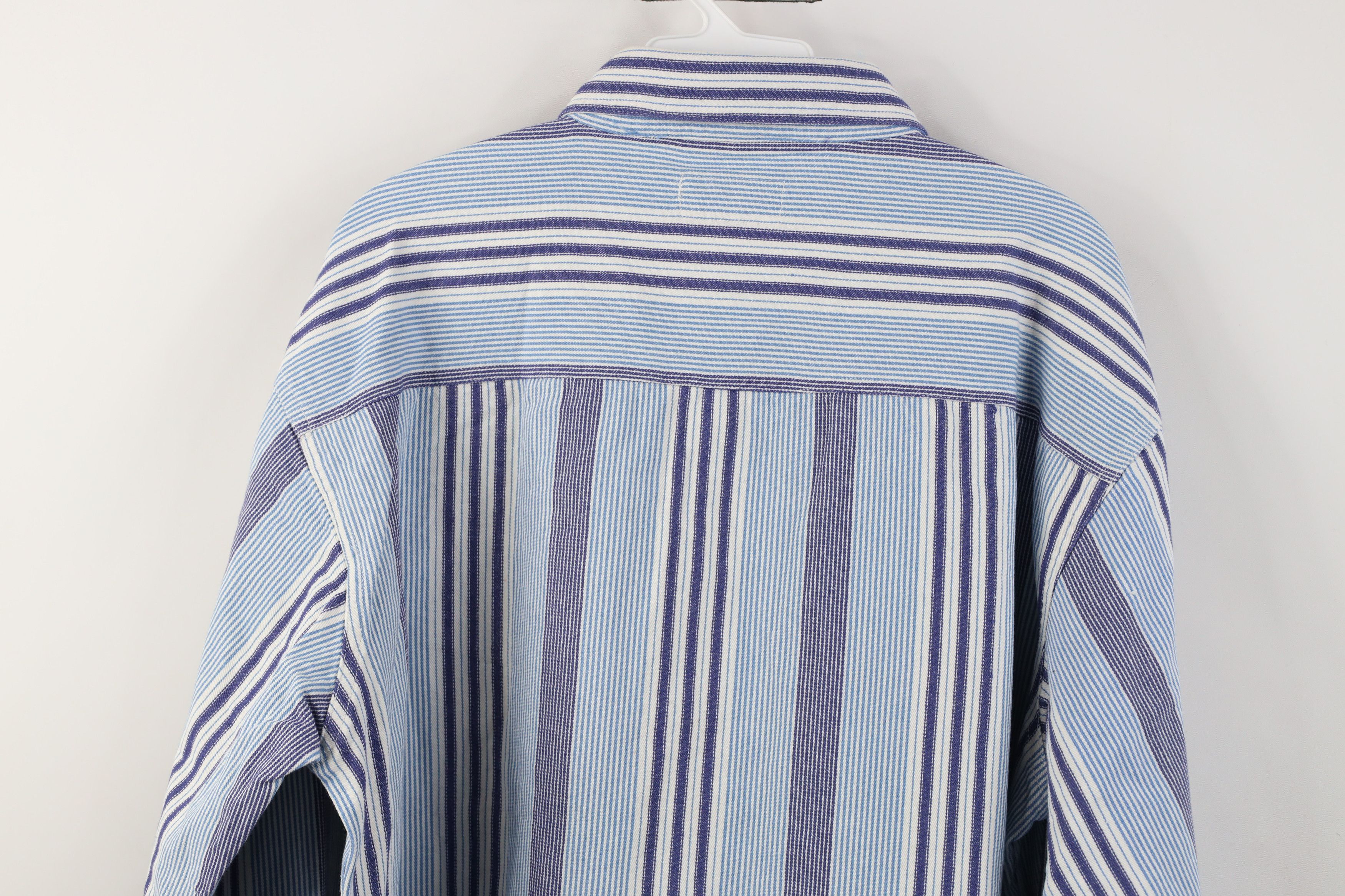 Vintage Vintage 90s Streetwear Heavy Striped Twill Button Down Shirt Size US L / EU 52-54 / 3 - 11 Thumbnail