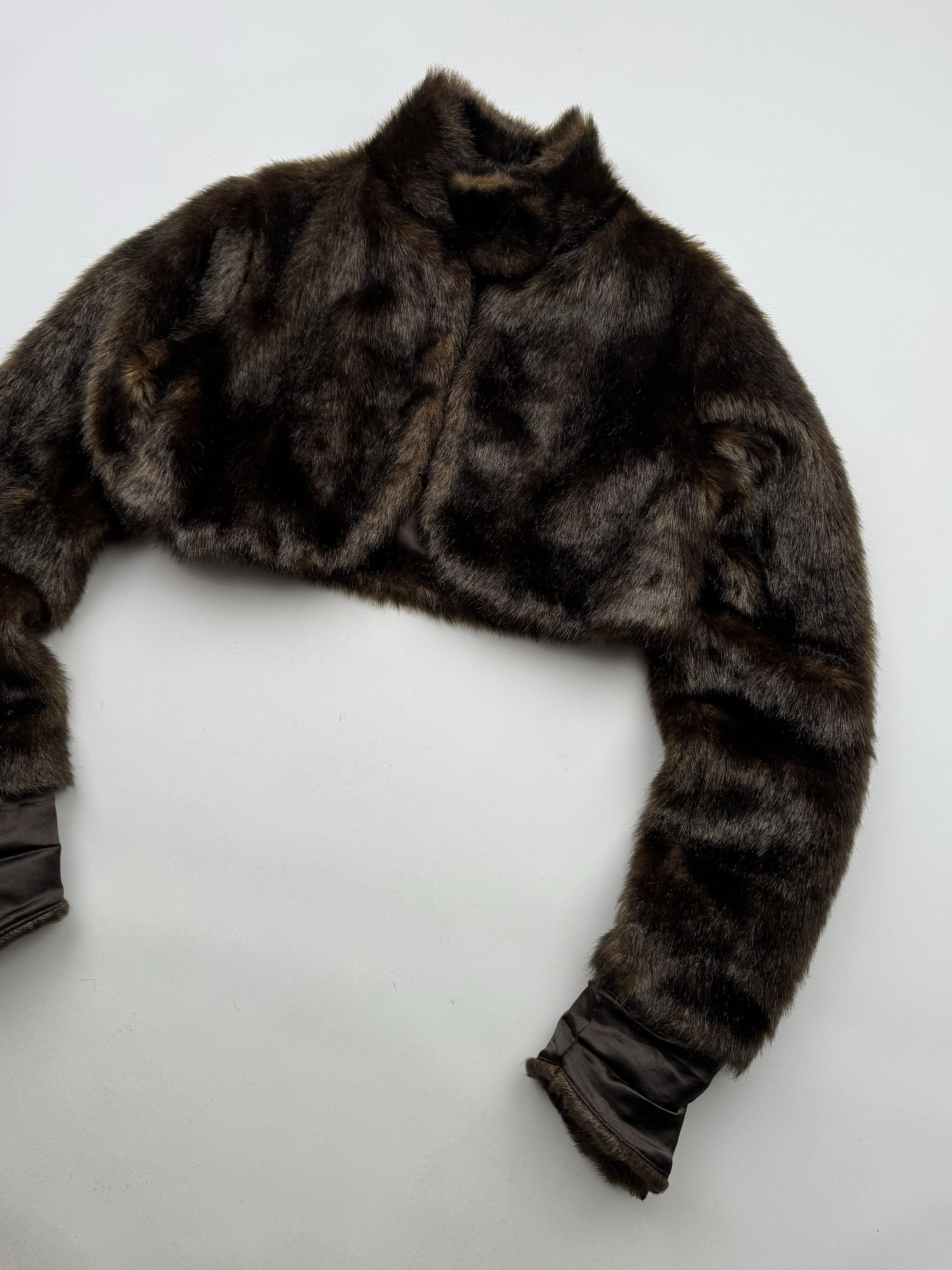 Vintage 00's Cropped Faux Fur Jacket Size XS / US 0-2 / IT 36-38 - 3 Thumbnail