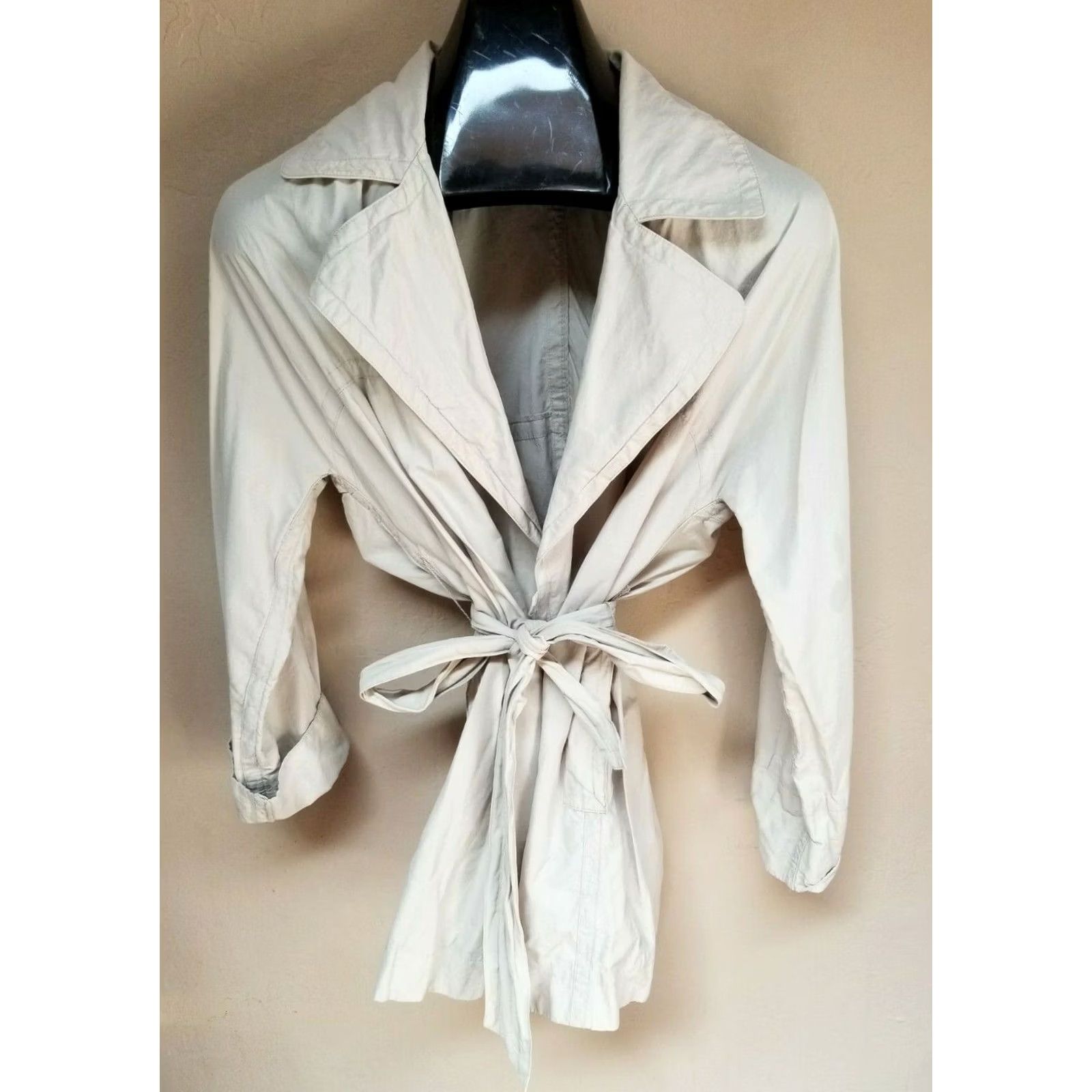 J. Jill J.Jill Womens Metallic Blend Belted Jacket Trench Coat Beige XS Petite Size XS / US 0-2 / IT 36-38 - 2 Thumbnail