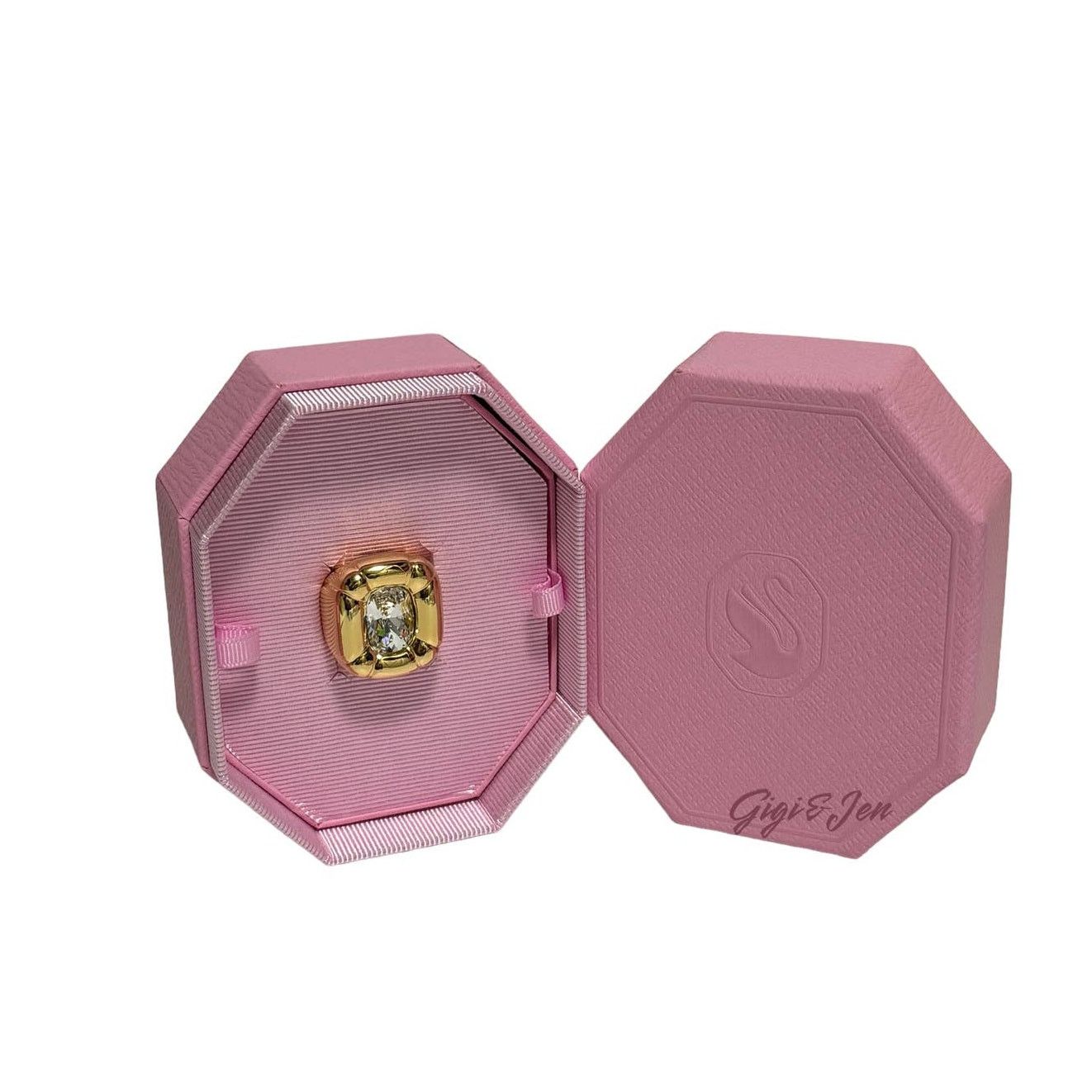 Swarovski Dulcis Cocktail Ring Size 55/ 7 Color gold New