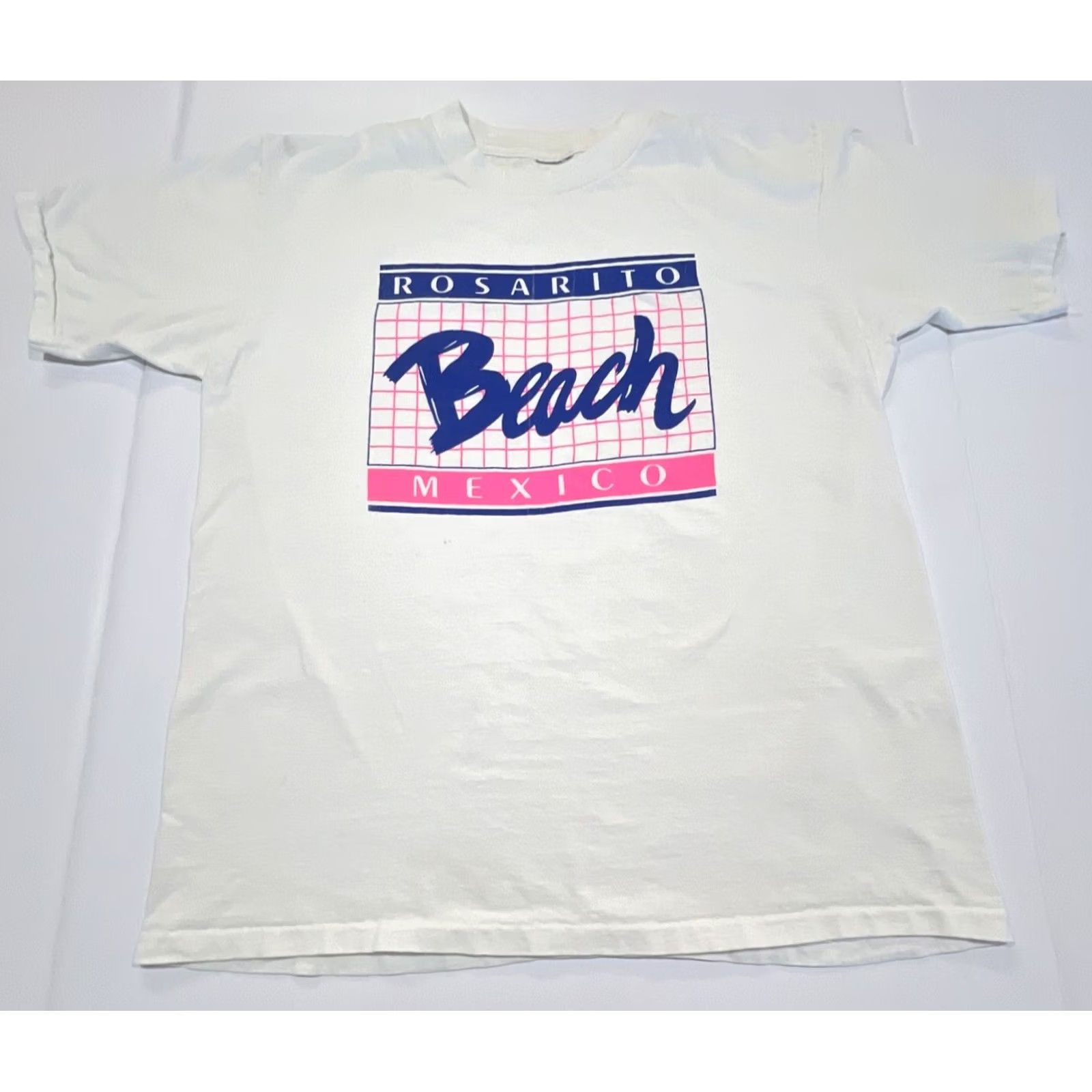 Vintage VINTAGE Rosarito Beach Mexico Single Stitch Spring Break Bright Neon T Shirt XL Unisex White 1990s Graphic Tee Sportswear/Beach Mens Womens Size US XL / EU 56 / 4 - 2 Thumbnail