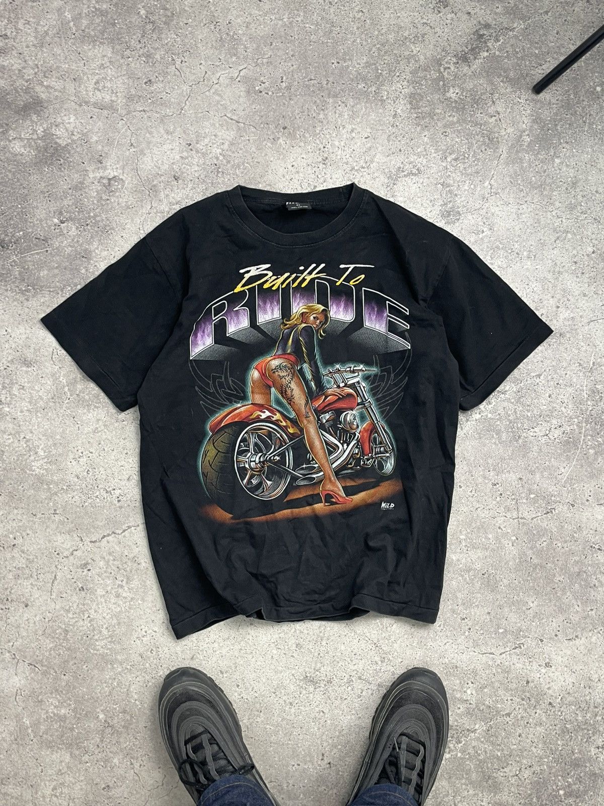 Band Tees × Harley Davidson Vintage Men's Large Built To Ride Wild Tee "Sexy Girl" Size US L / EU 52-54 / 3 - 1 Thumbnail