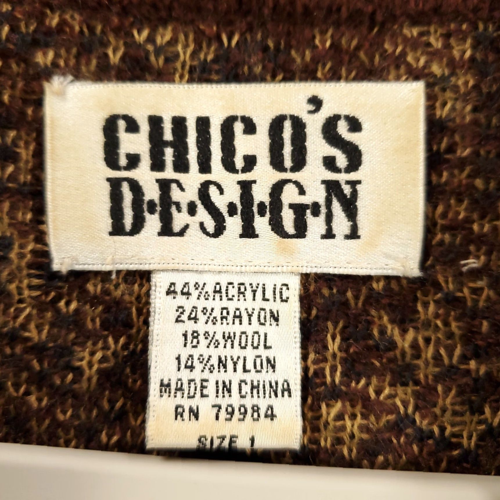 Vintage Chicos Jacket Womens M Brown Multi Pattern Geometric Wool Blend Button Up (Chico's) Size M / US 6-8 / IT 42-44 - 5 Thumbnail
