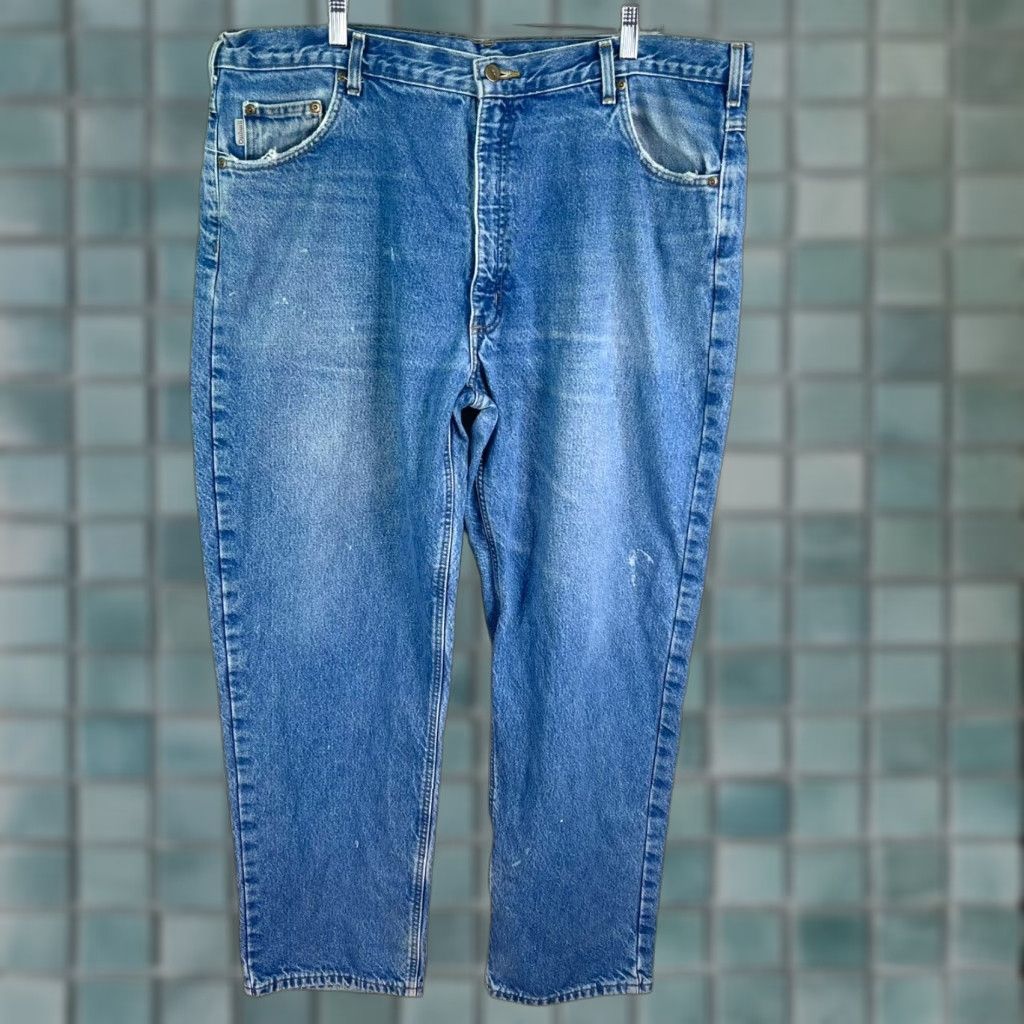 Carhartt Carhartt Jeans Mens 42 Blue 42X32 Denim Flannel Lined 5-Pocket Relaxed Straight Zipper Button Denim Jeans Mens Blue 42X32 Size US 42 / EU 58 - 1 Thumbnail