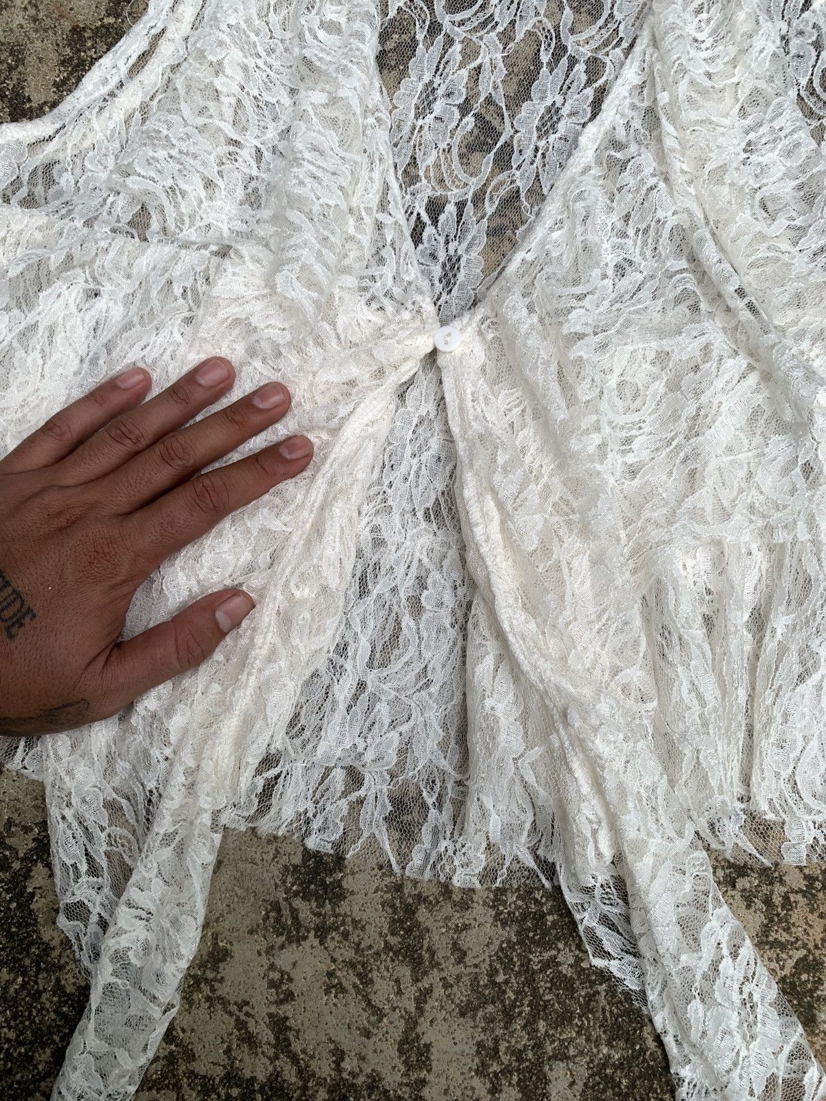 Japanese Brand y2k Unknown White Ruffle Button Floral Trim Blouse Top Size M / US 6-8 / IT 42-44 - 5 Thumbnail