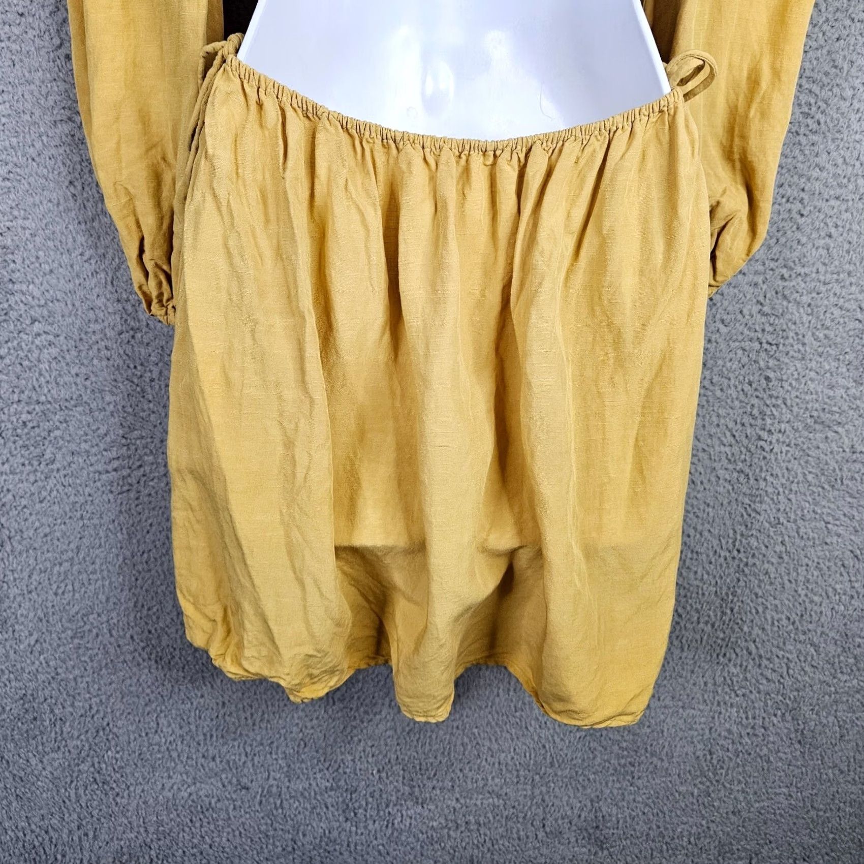 Vintage 12 TH Tribe Women's Midi A-Line Dress V-Neck Long Sleeve Sz S Mustard Yellow Size S / US 4 / IT 40 - 6 Thumbnail