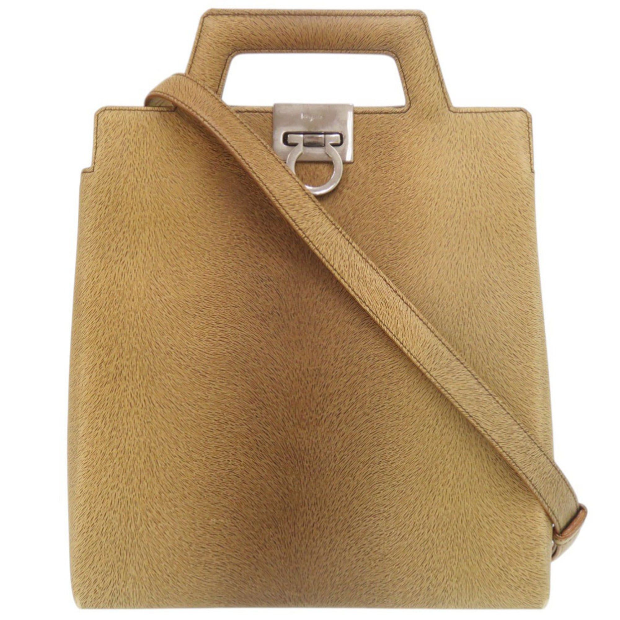 Salvatore Ferragamo Salvatore Ferragamo 3-Way Gancini DX-21 8674 Leather Brown Handbag/Backpack 0806Salvatore Size ONE SIZE - 1 Thumbnail