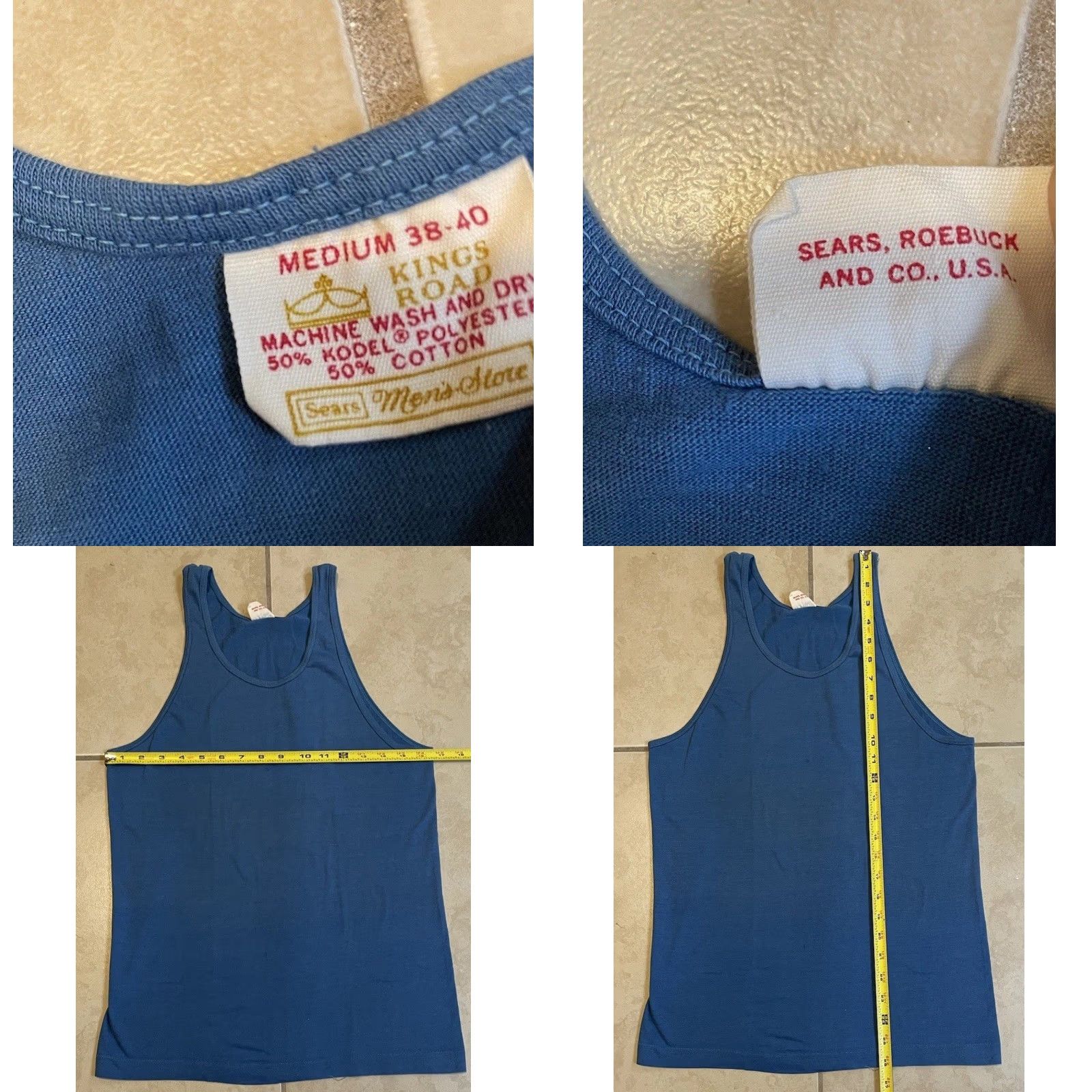 Sears Vtg Sears Boardriding Tank Top T-Shirt S USA Surf Grunge Punk 60s 70s Blue Womens Men? Size US S / EU 44-46 / 1 - 8 Thumbnail