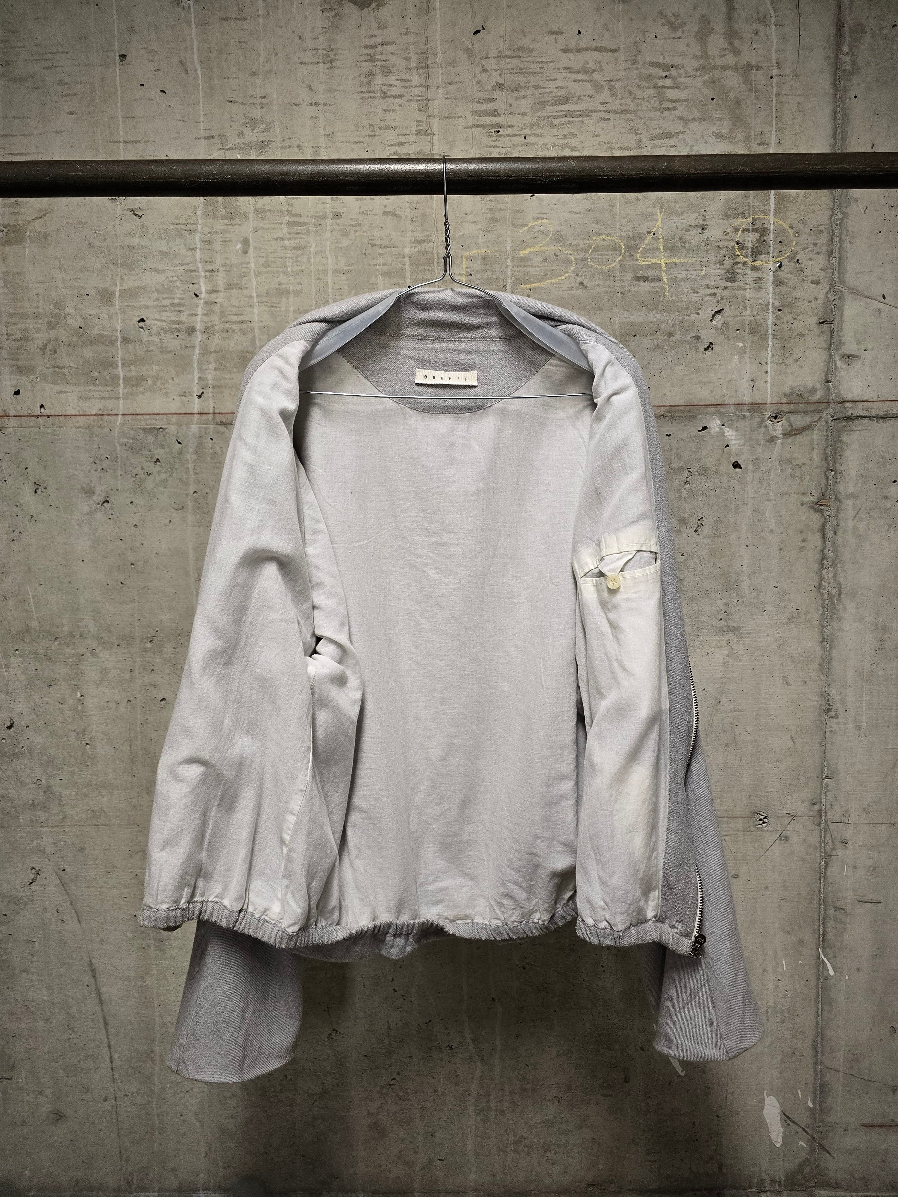 Deepti Deepti Light Grey Cotton Cocoon Bomber Jacket Size M / US 6-8 / IT 42-44 - 8 Thumbnail