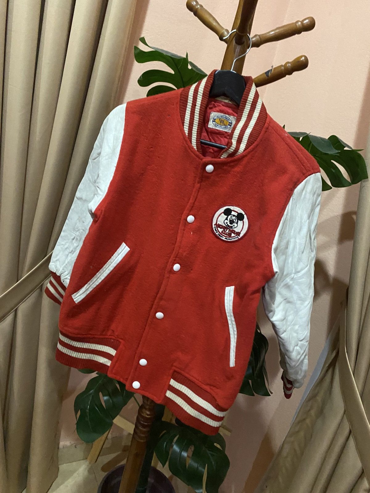 Mickey Mouse Vintage 80s WOOD LANDER Varsity Mickey Mouse Bomber Jacket Size US S / EU 44-46 / 1 - 2 Thumbnail