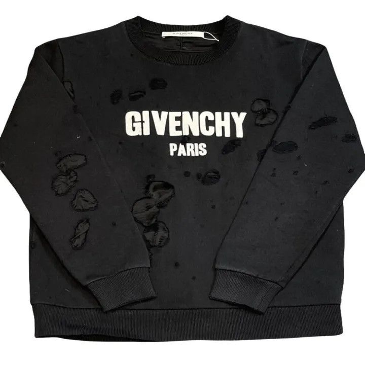 Givenchy Black Distressed Sweatshirt for Unisex